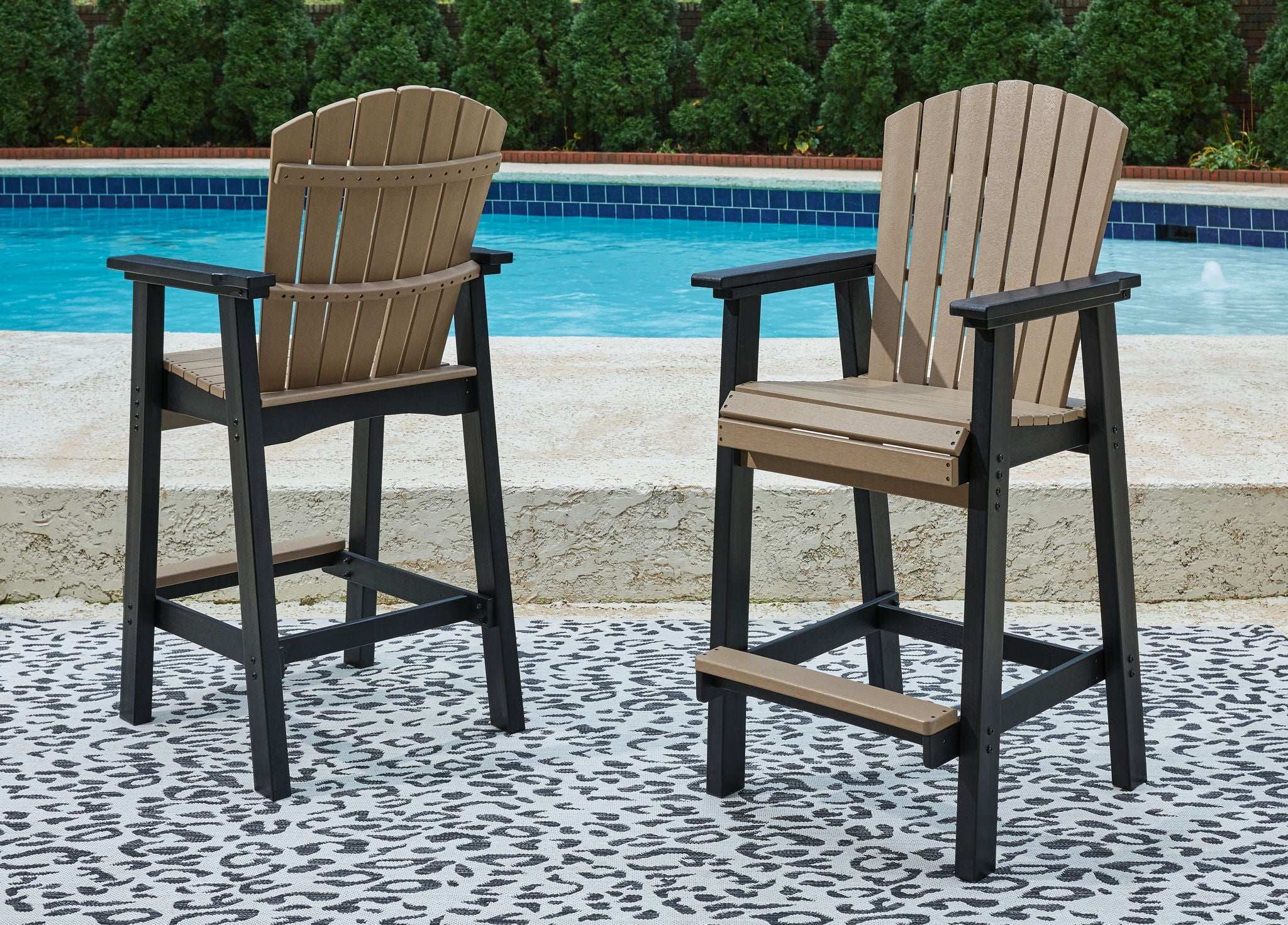 Fairen Trail - Black / Driftwood - Tall Barstool (Set of 2)