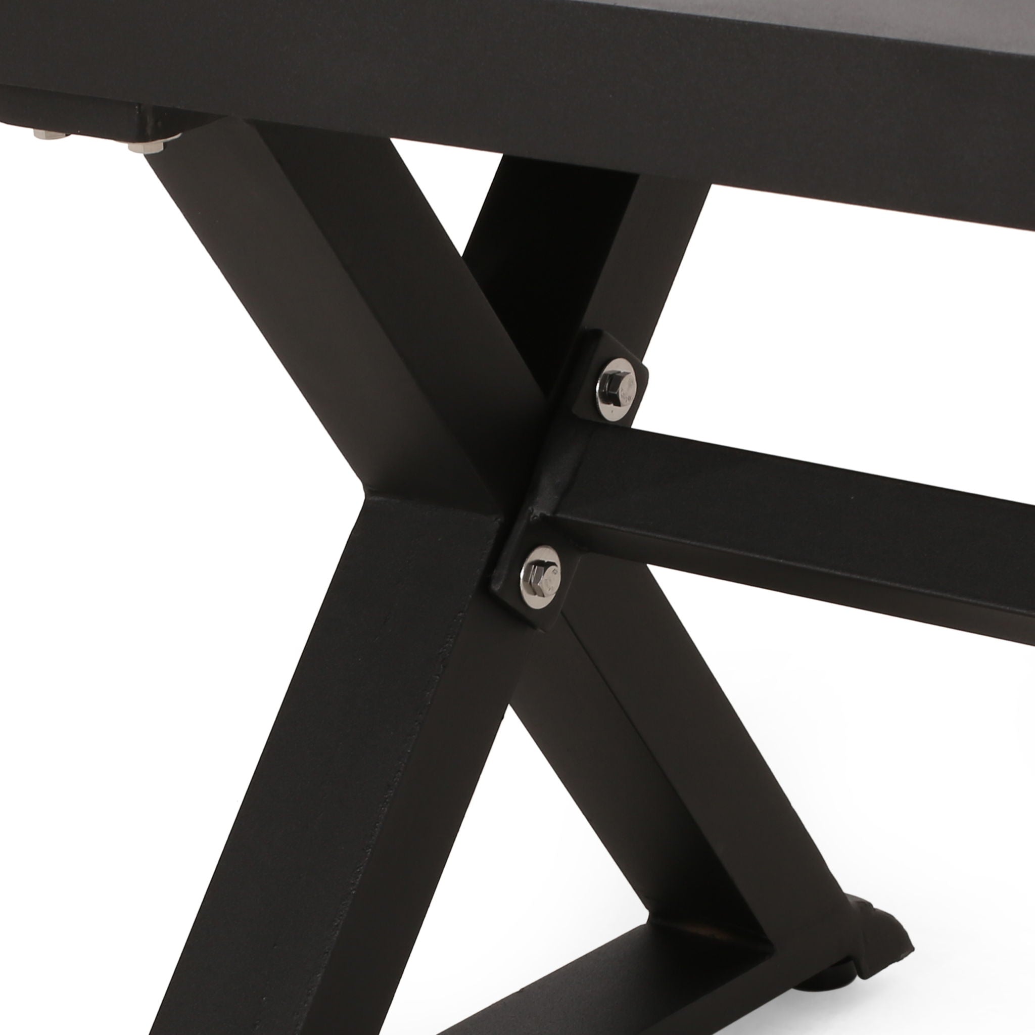 Modern Aluminum Outdoor Dining Bench With X Base