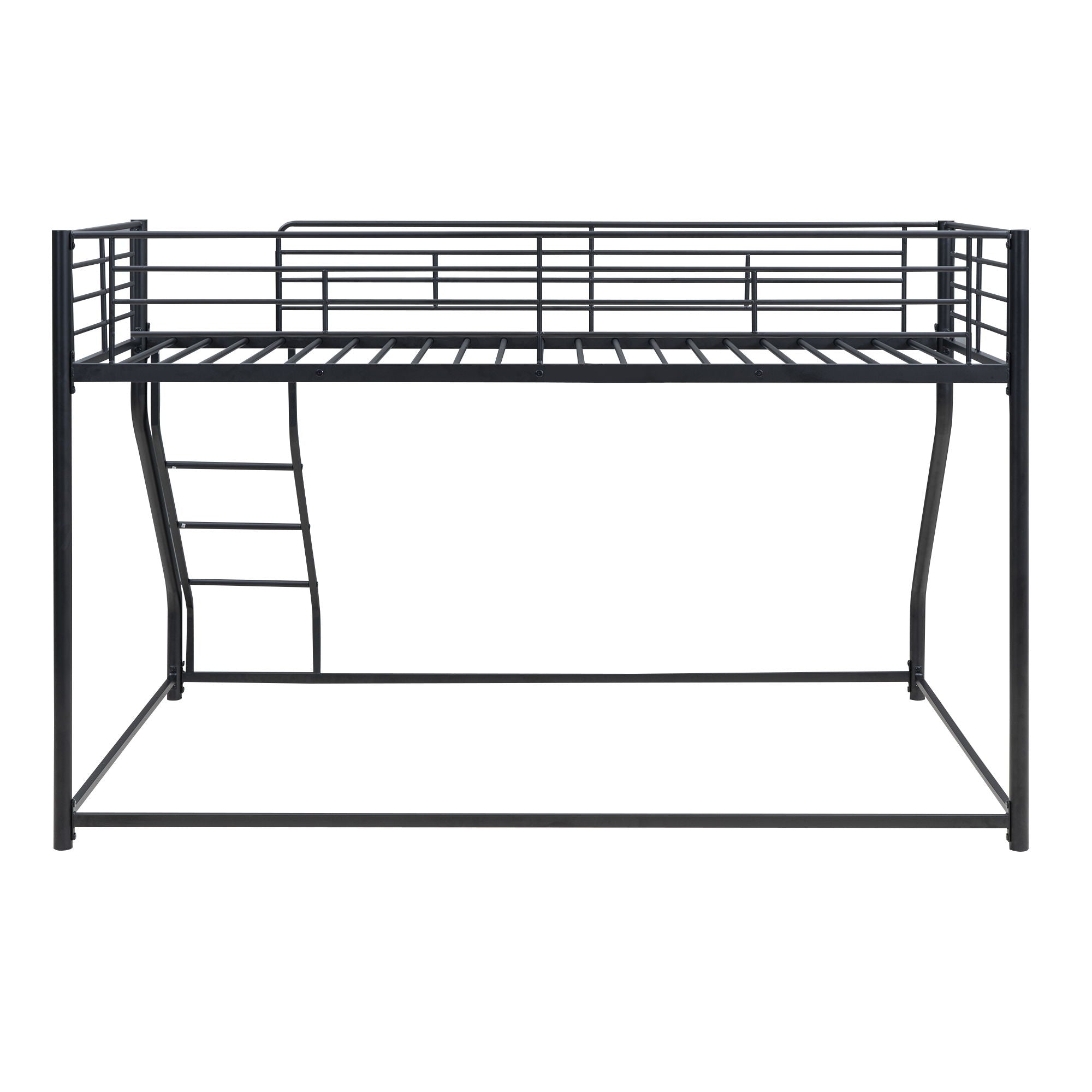Metal Floor Bunk Bed With Sloped Ladder, Space Saving Design