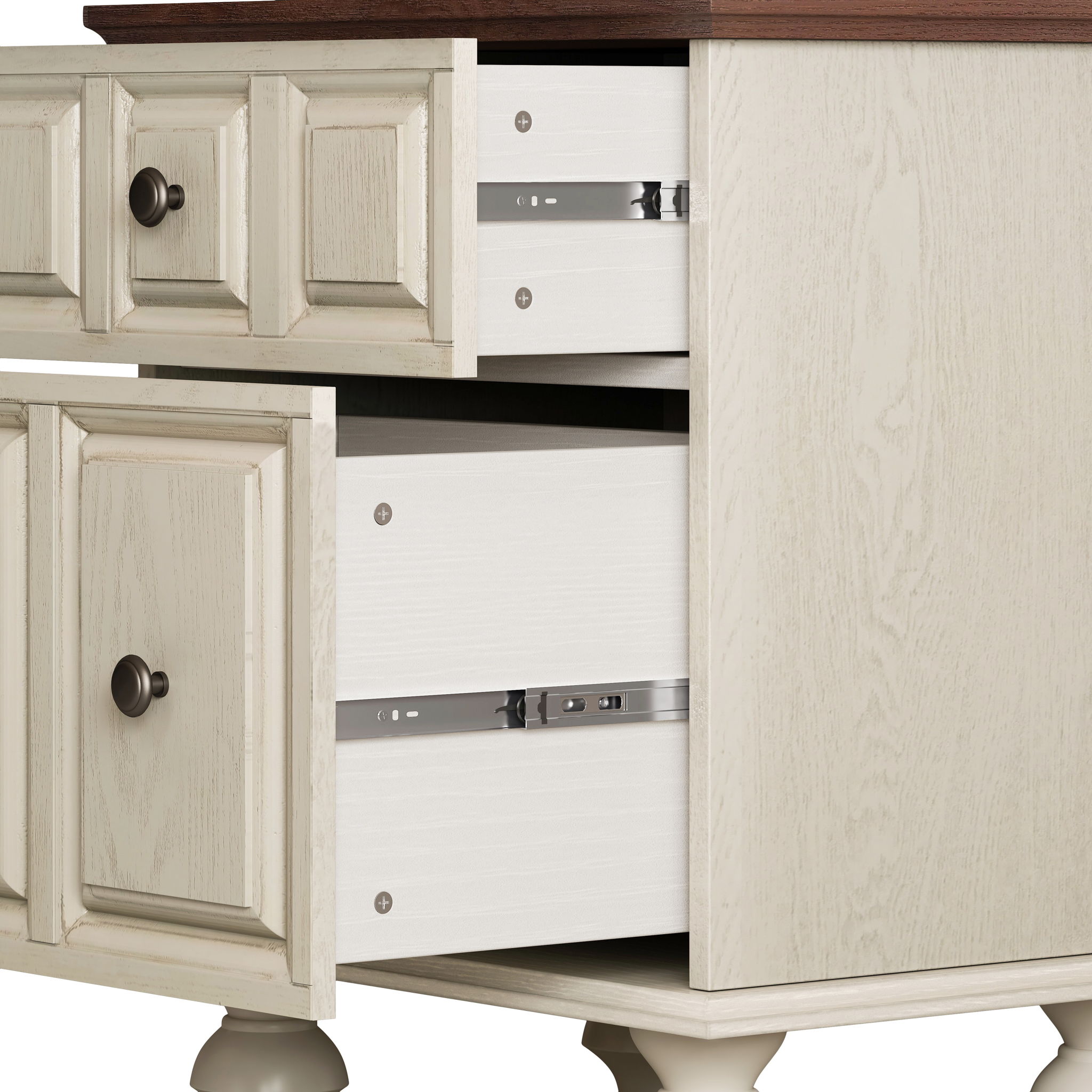 Vintage Nightstand With 2 Drawers And Roman Column Legs