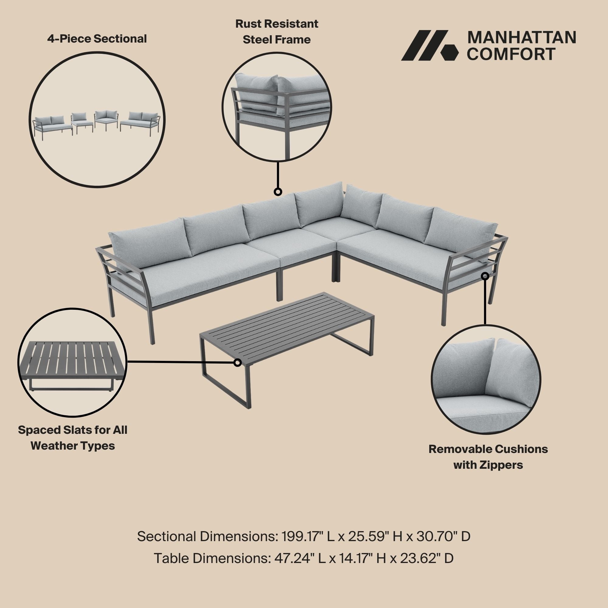 Sunnyside - 5 Piece Outdoor Conversation Set