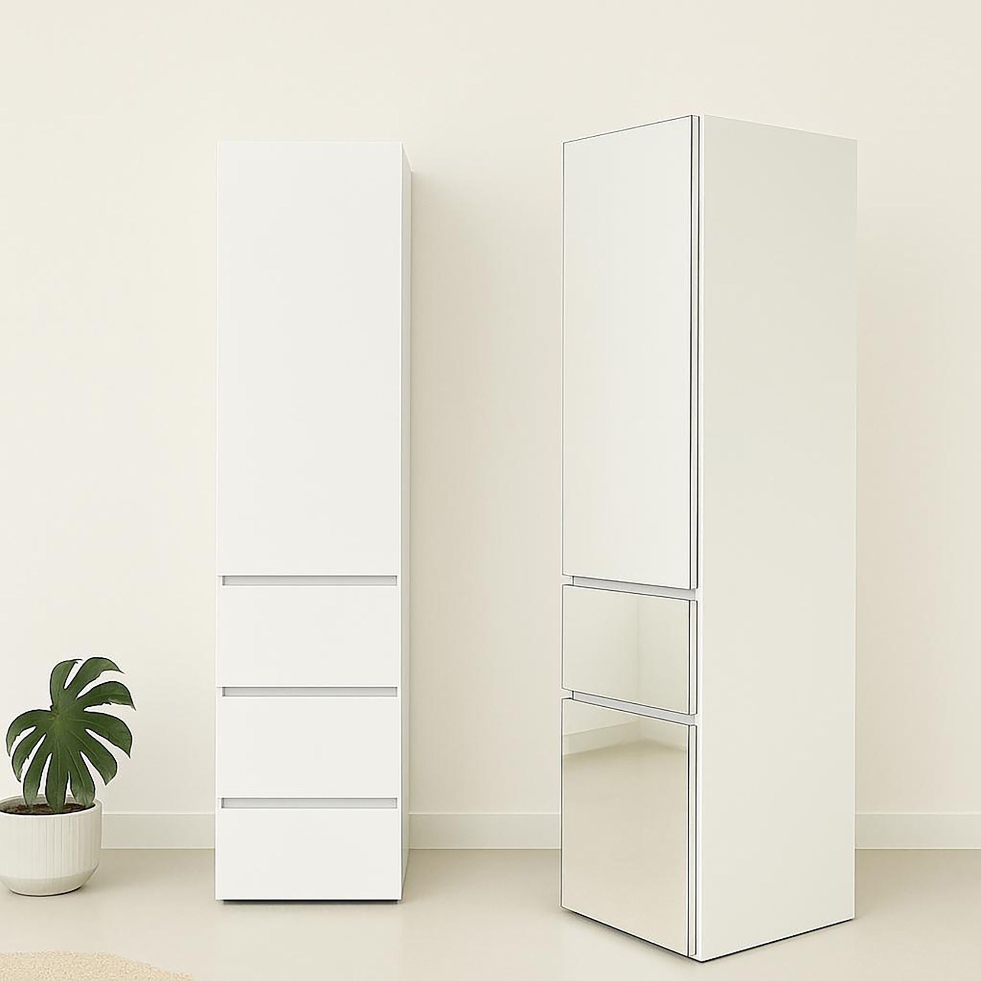Elise - Modular Wood Closet System With Mirror For Custom Storage Solutions - White