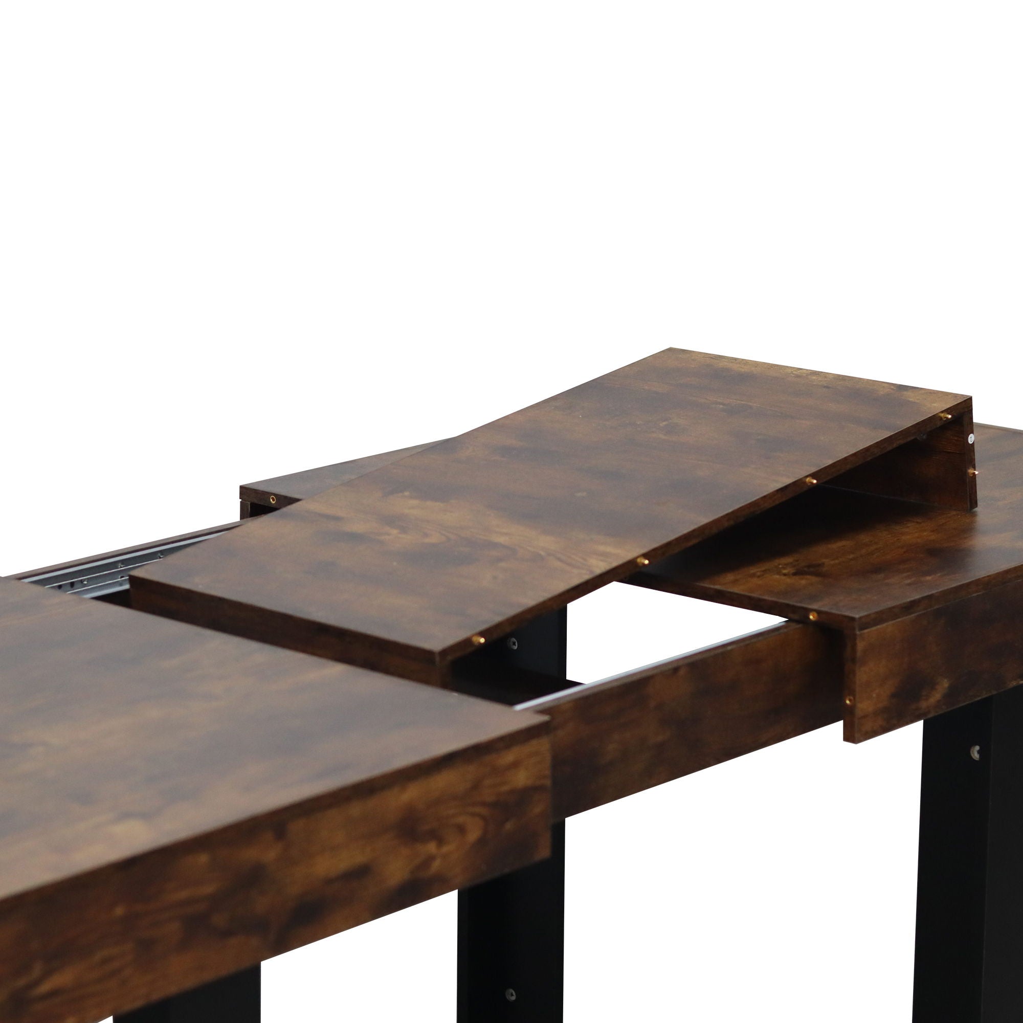 Extendable Dining Room Table For 6 8 10, Modern Farmhouse Wooden Kitchen Expanding Table, Long Large Expandable Dining Room Conference Table - Deep Rustic Brown - Best Buy Furniture