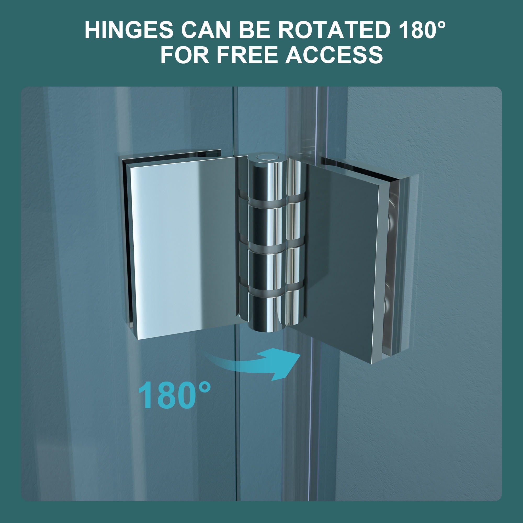 Fold Frameless Shower Door With Tempered Glass