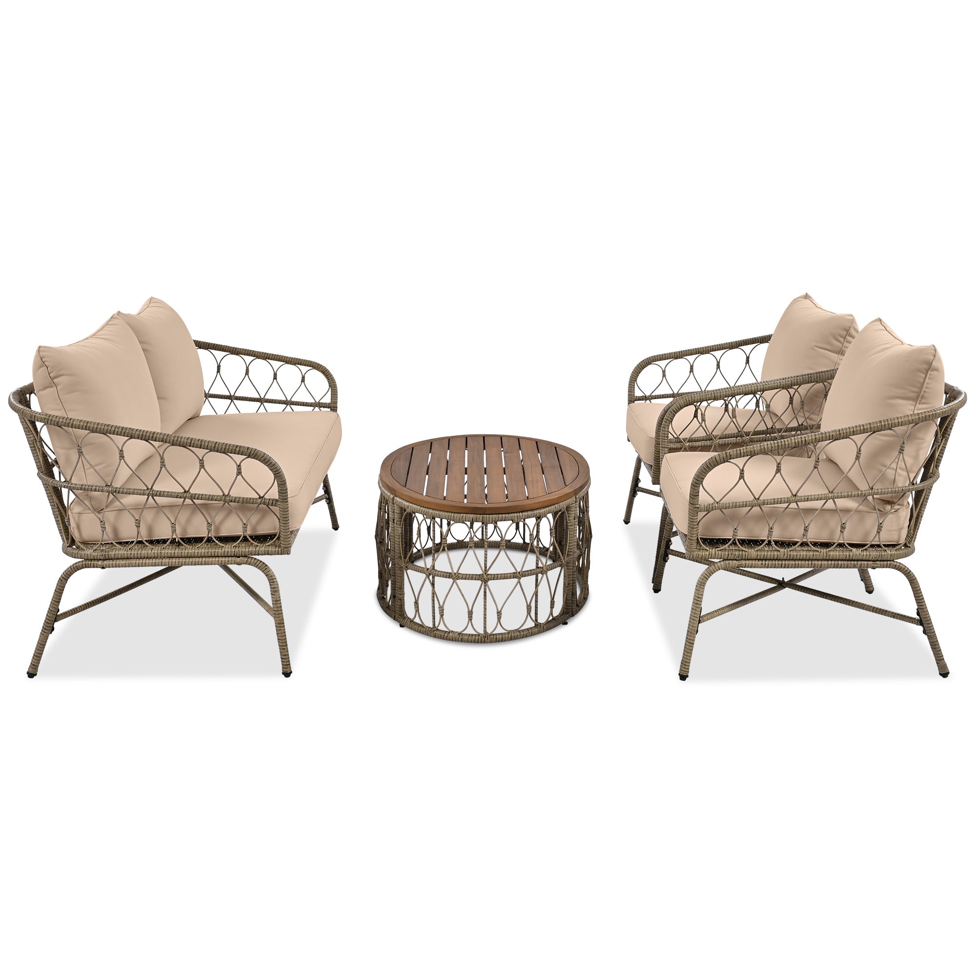GO Bohemia-Inspired 4-Person Outdoor Seating Group With Removable Cushions