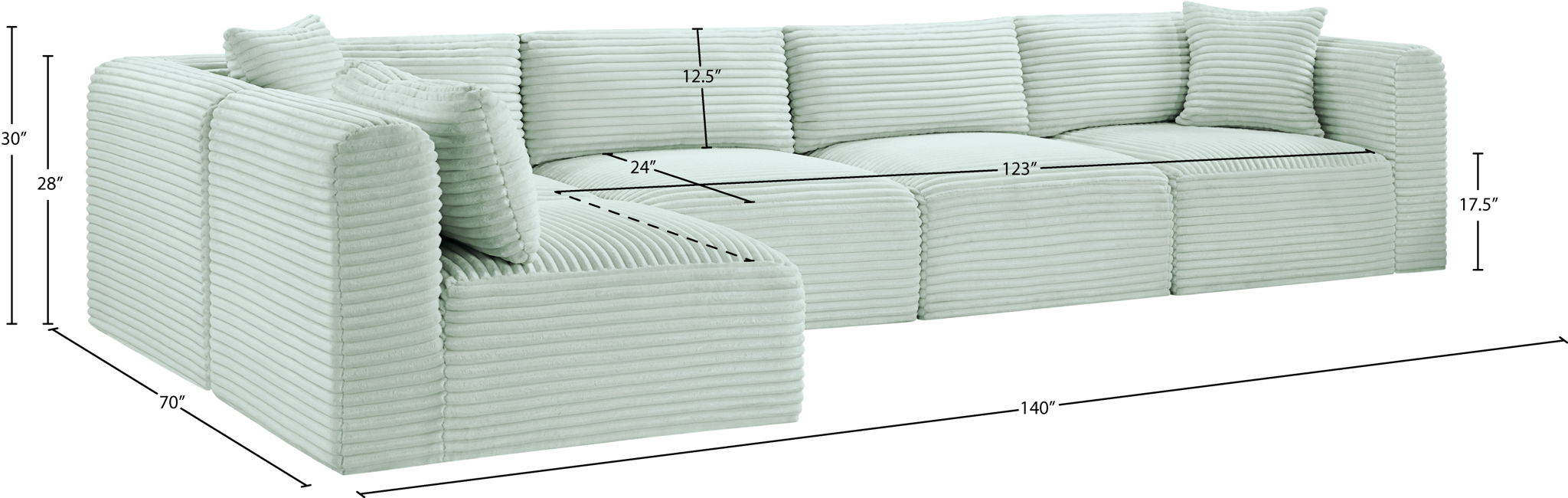 Shaggy - 5 Piece Modular Sectional