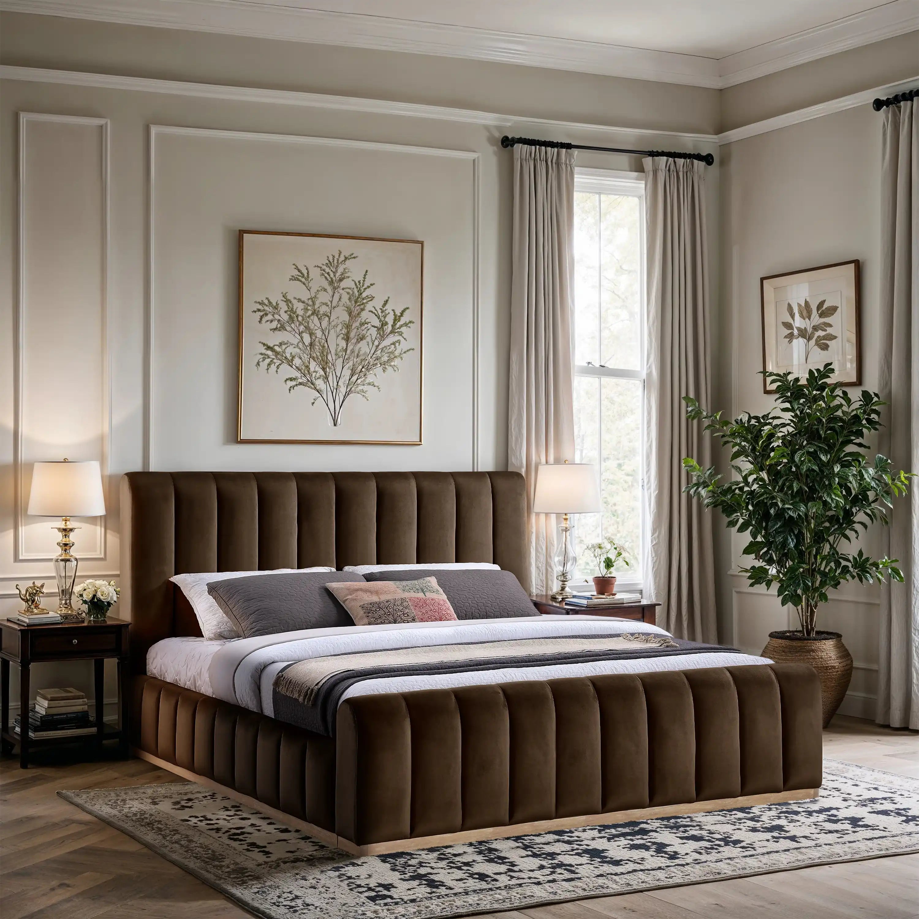 Amara Velvet Upholstered Bed King
