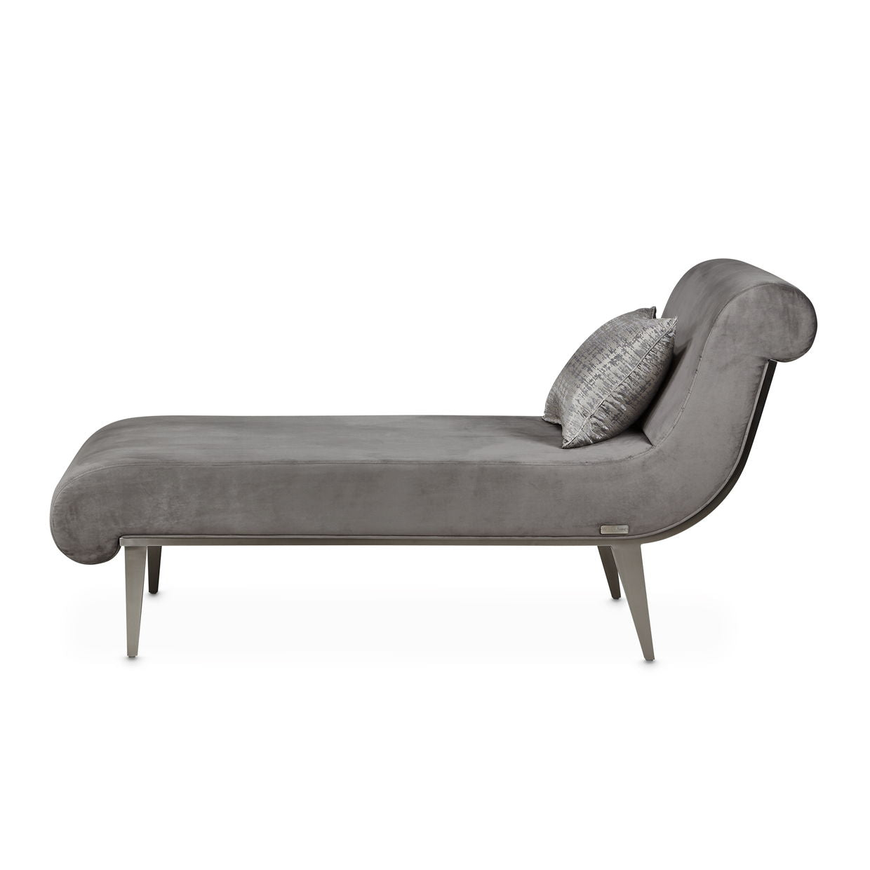 Roxbury Park - Velvet Chaise - Gray Pearl / Stainless Steel