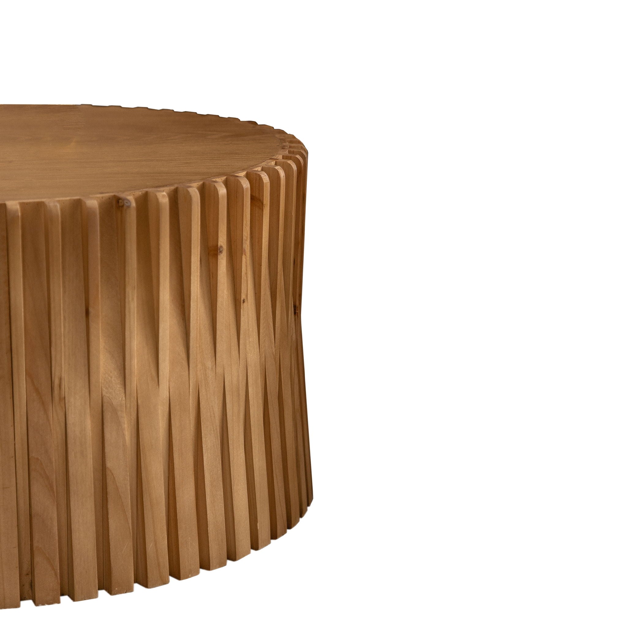 Cylindrical Coffee Table With Vertical Texture Relief