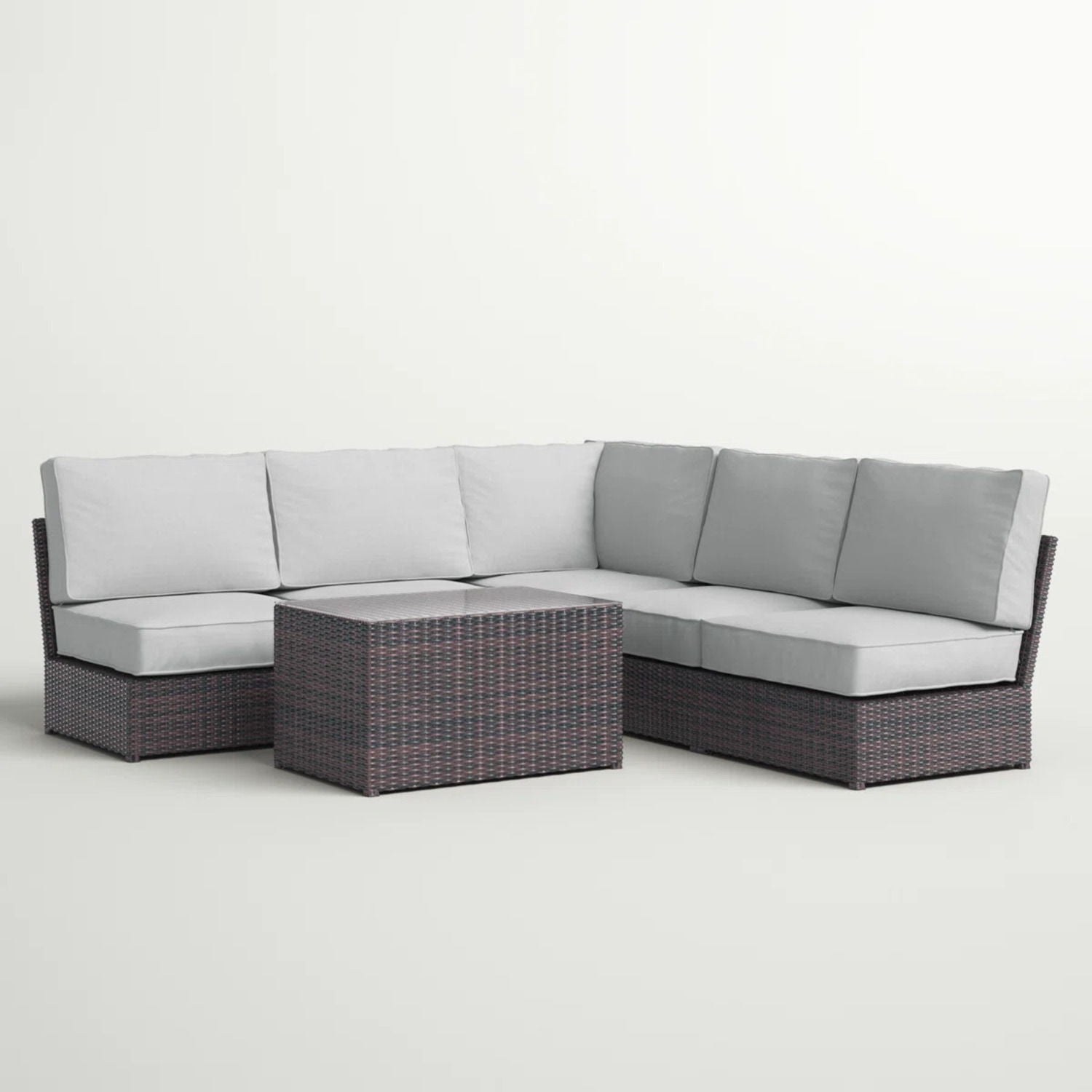 Modular 4 Person Outdoor Seating Group With Cushions - Espresso - Best Buy Furniture