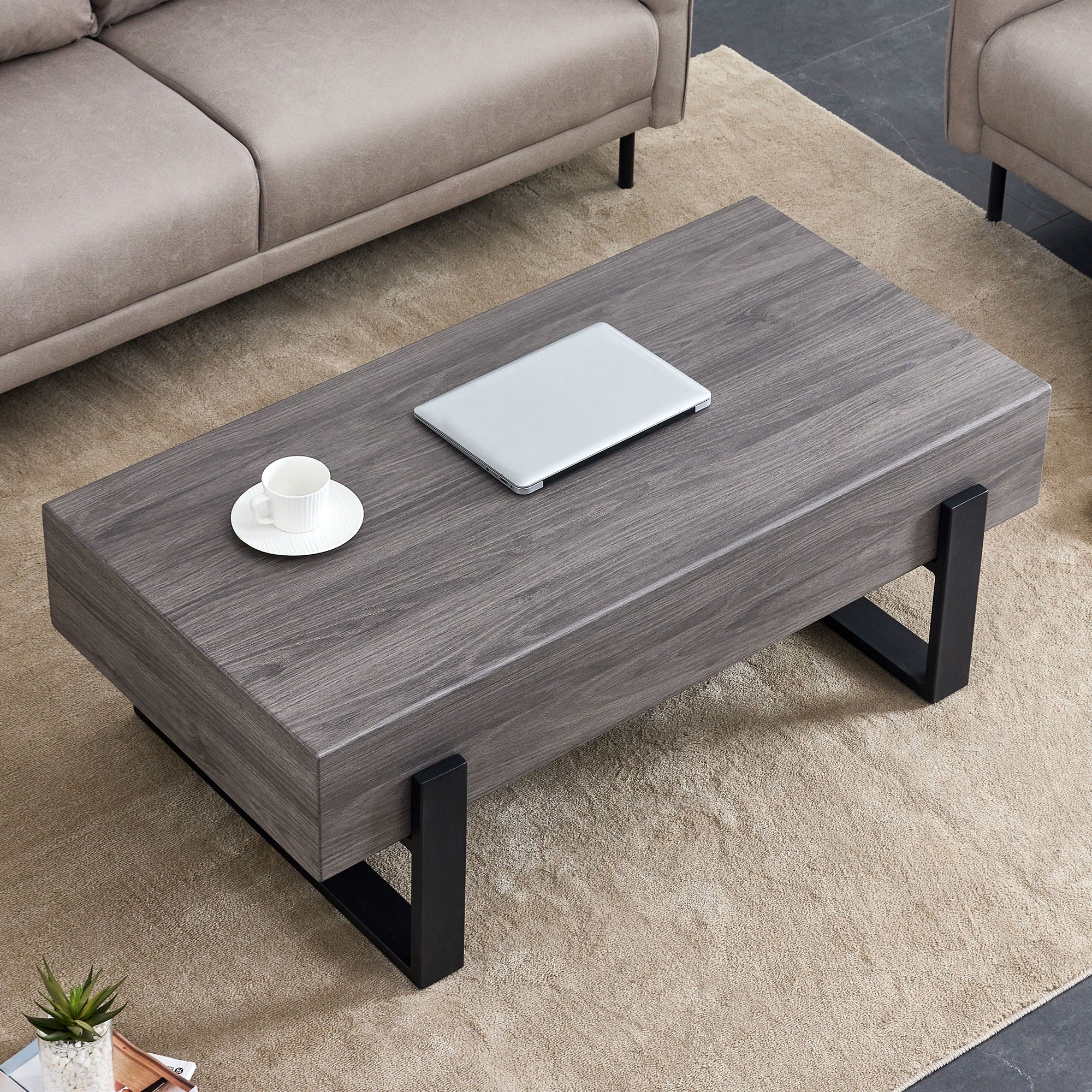 Rustic Coffee Table With Metal Legs