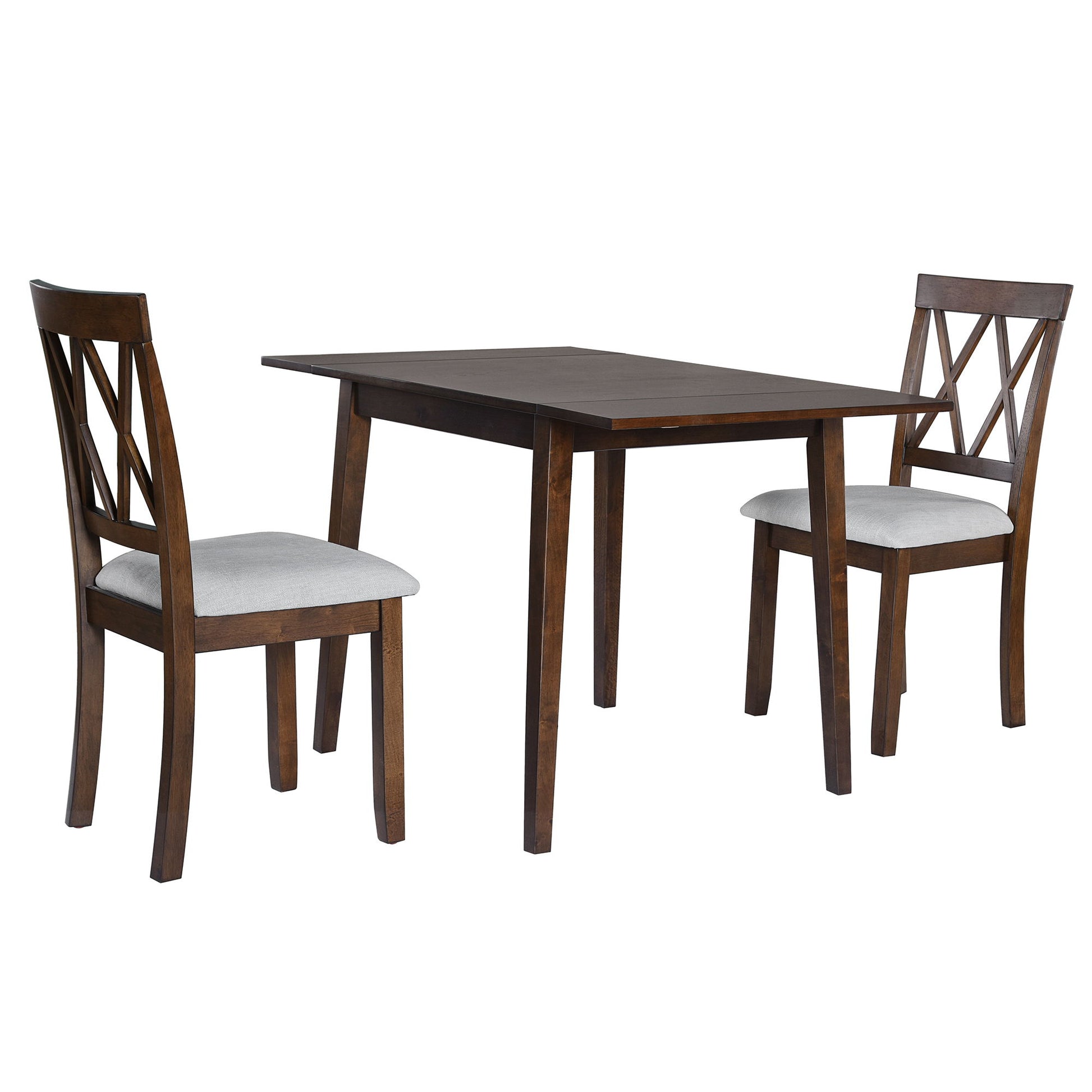 3 Piece Kitchen Dining Set With Drop Leaf Dining Table And 2 Dining Upholstered Chairs, Dining Room Set For Small Places - Brown - Best Buy Furniture
