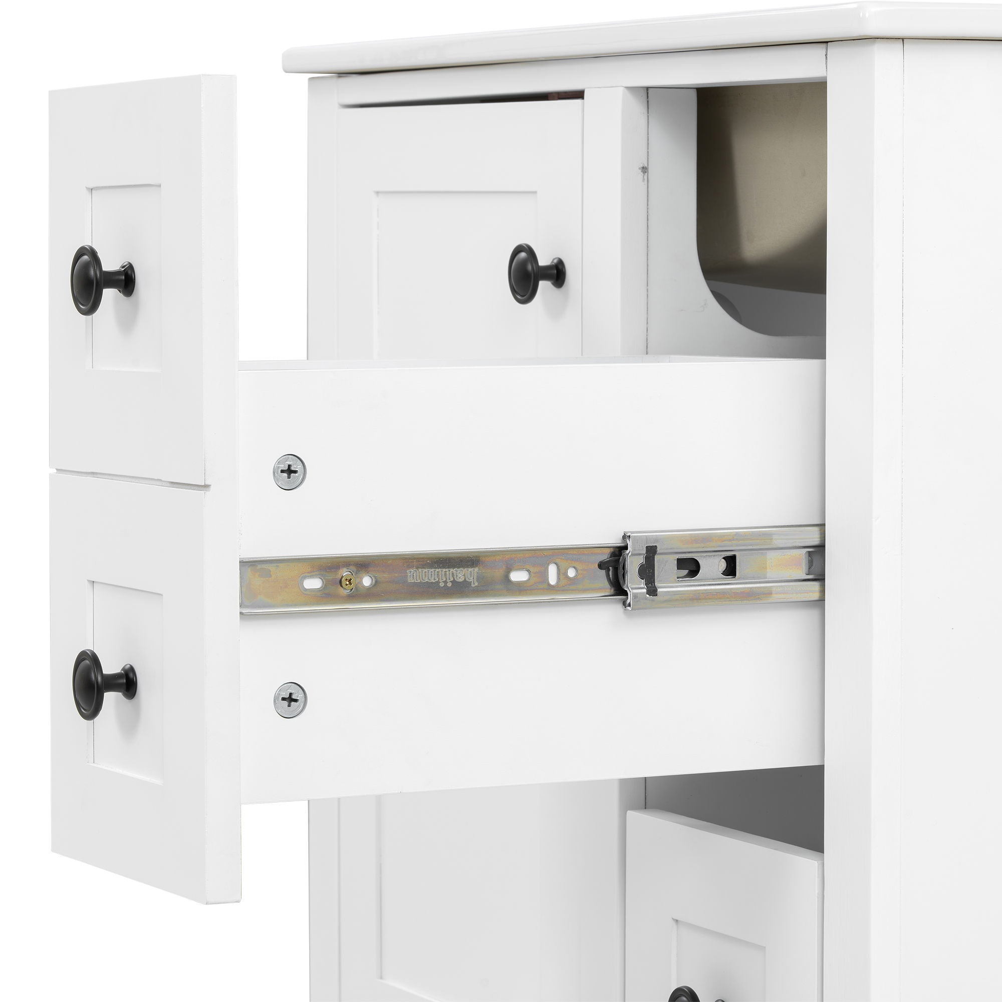 Bathroom Vanity With Integrated Basin, Soft Close Drawers, Door Mounted Double Layer Shelf