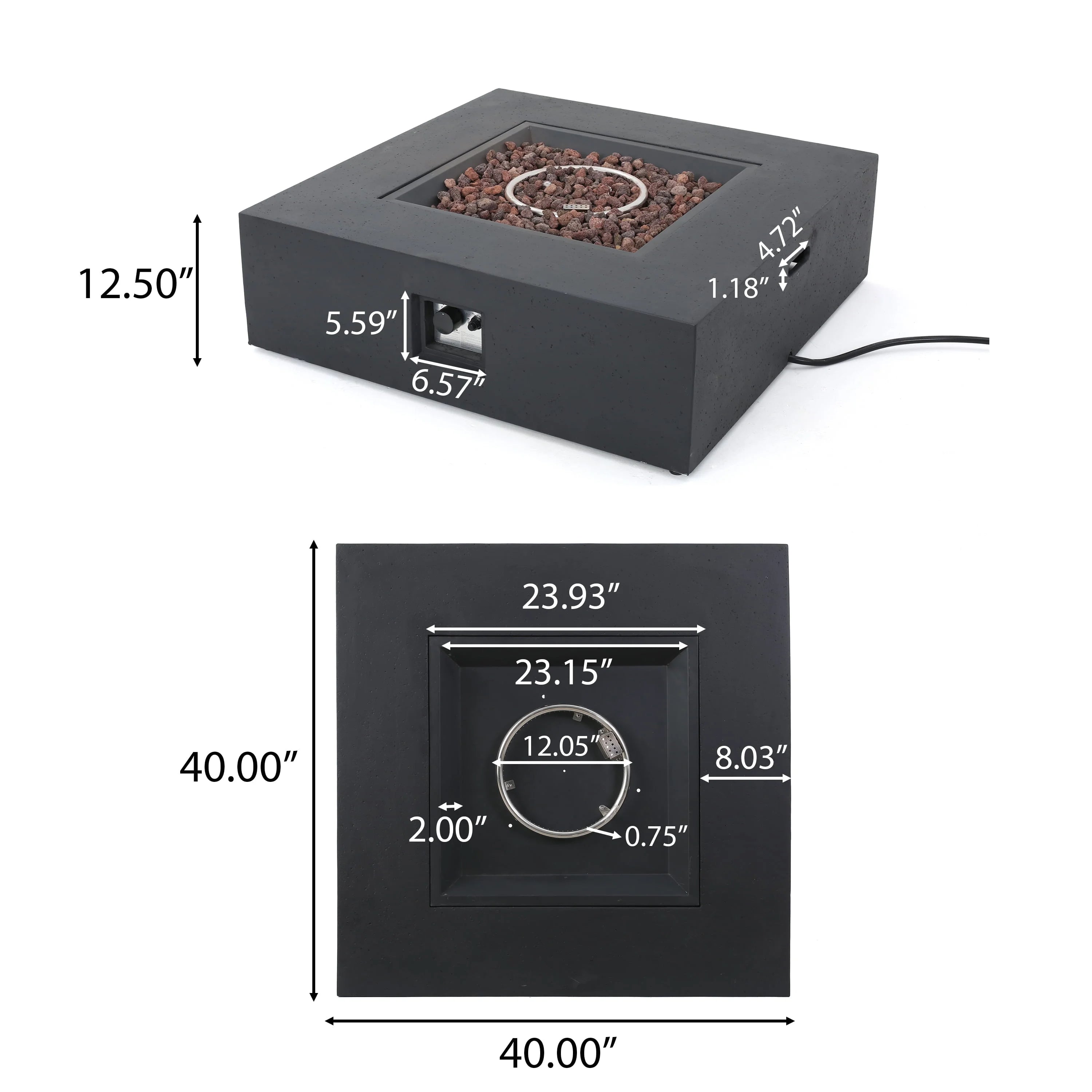 Outdoor 50000 BTU Propane Fire Pit, Dark Grey, with Tank Holder