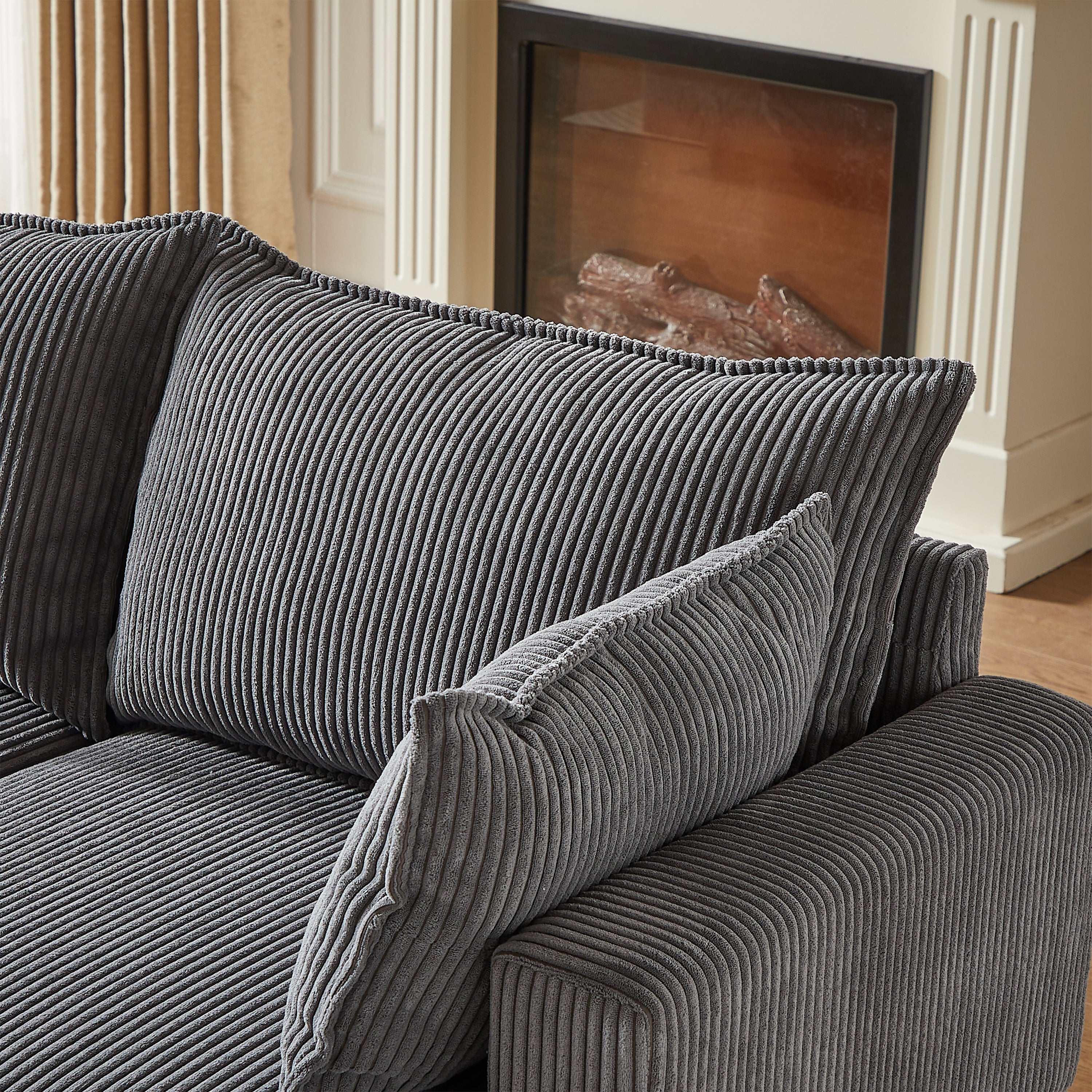 113.5'' Modular Sectional Corduroy Sofa with Storage Ottoman