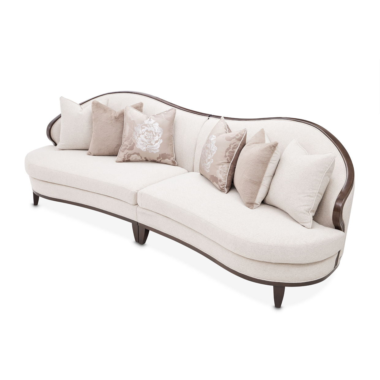 Camellia Field - 2-Piece Chenille Sofa - Beige / Dark Brown