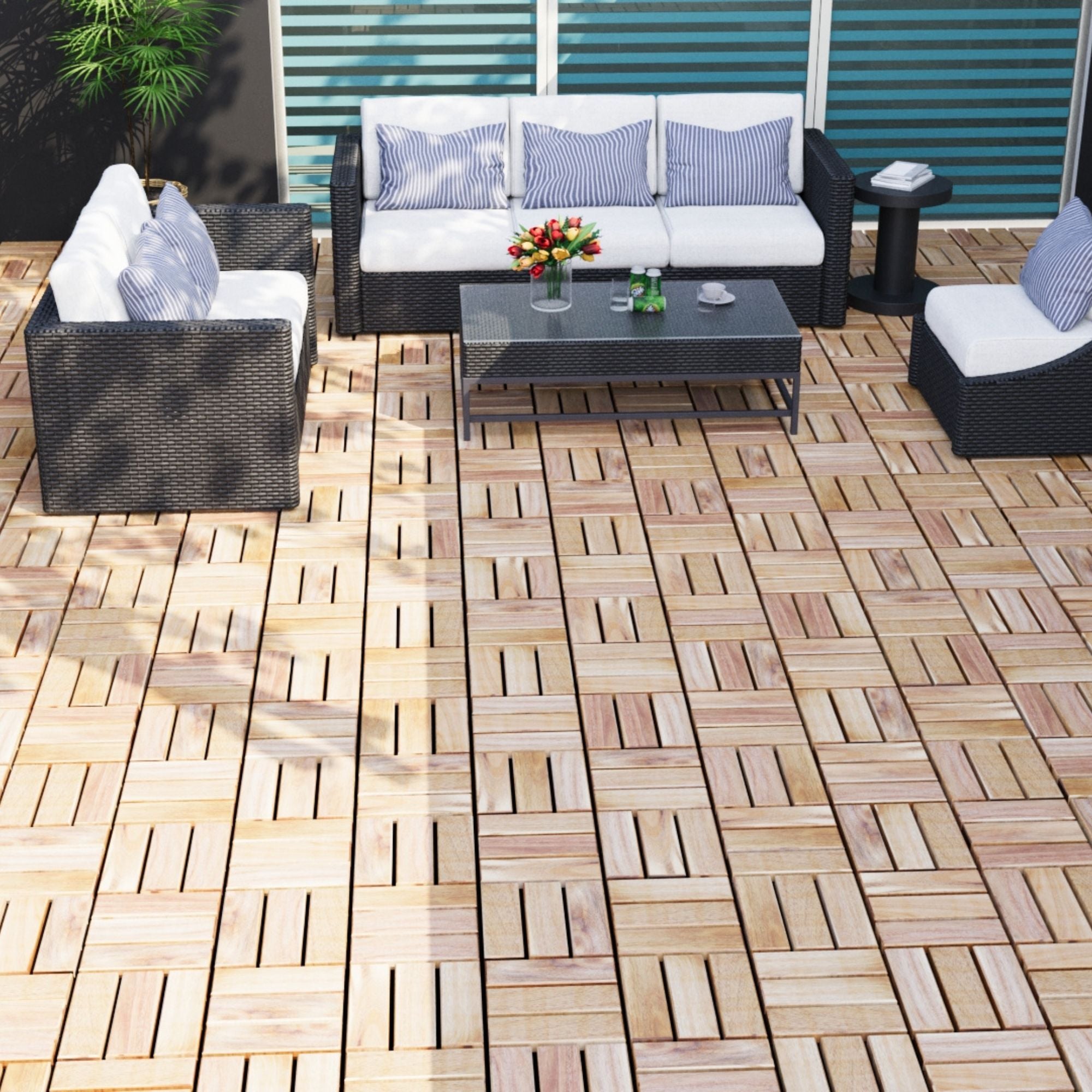 12" X 12" Interlocking Deck Tiles Checker Pattern