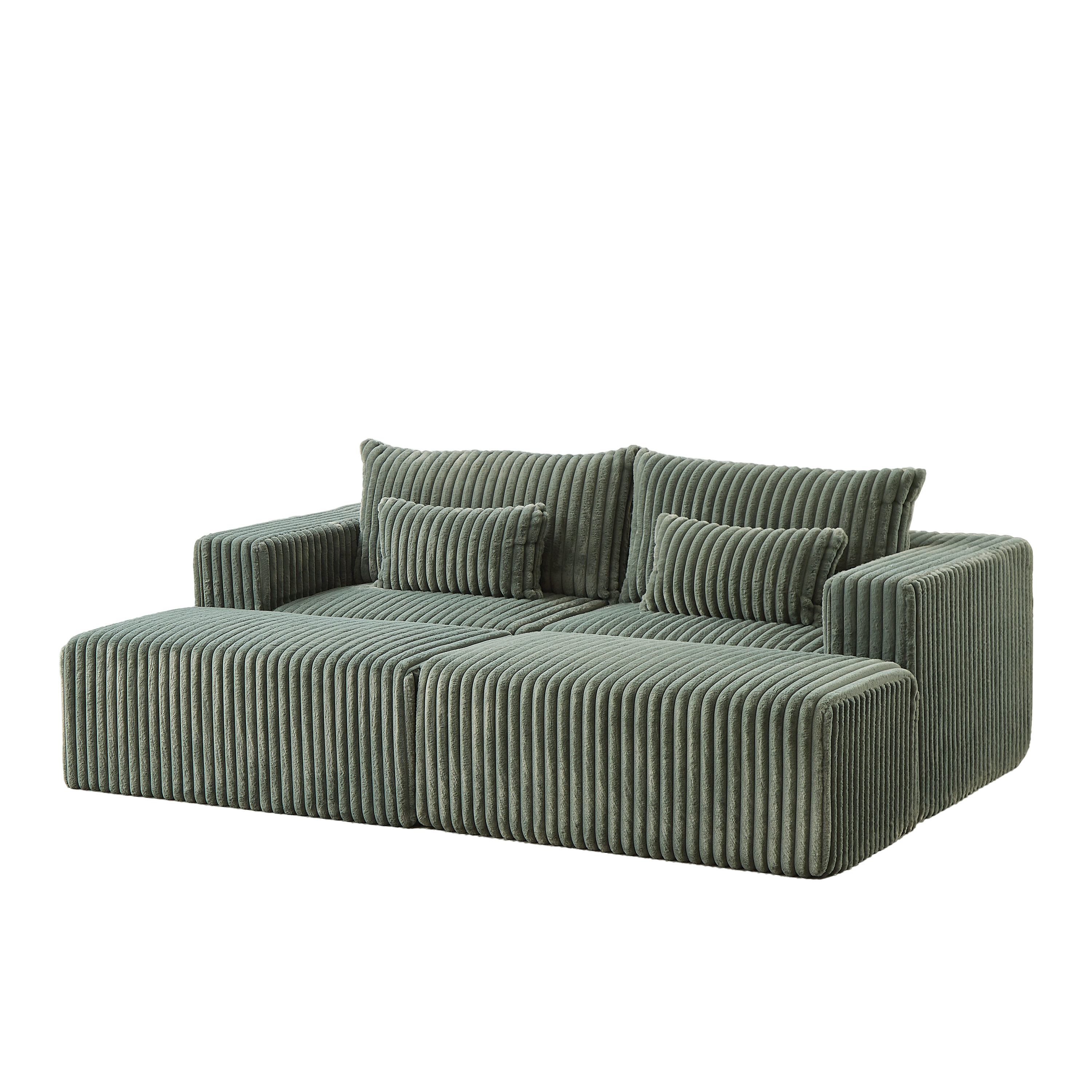 87' Oversized Sectional Lounge Chaise with Plush Corduroy Fabric