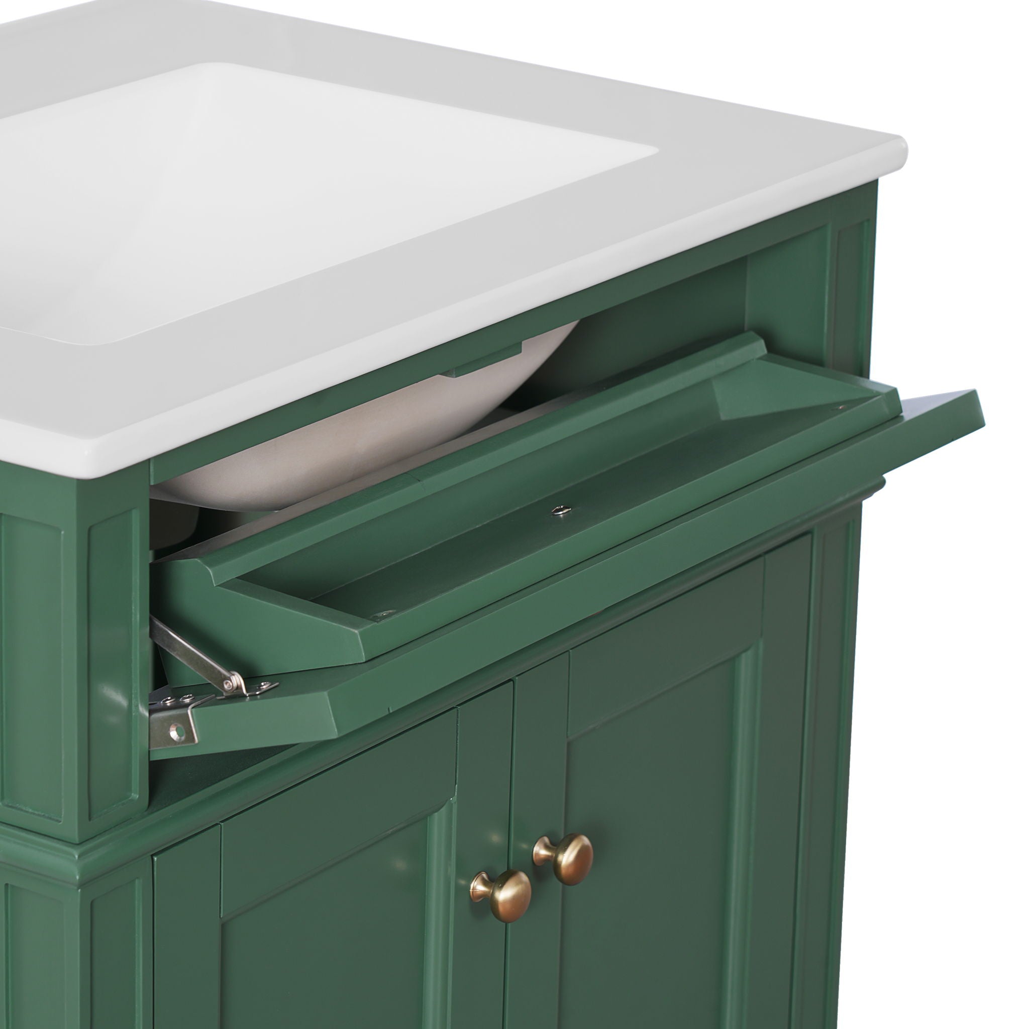 Bathroom Vanity With 2 Doors And Tip Out Drawer, Soft Closing Hinges