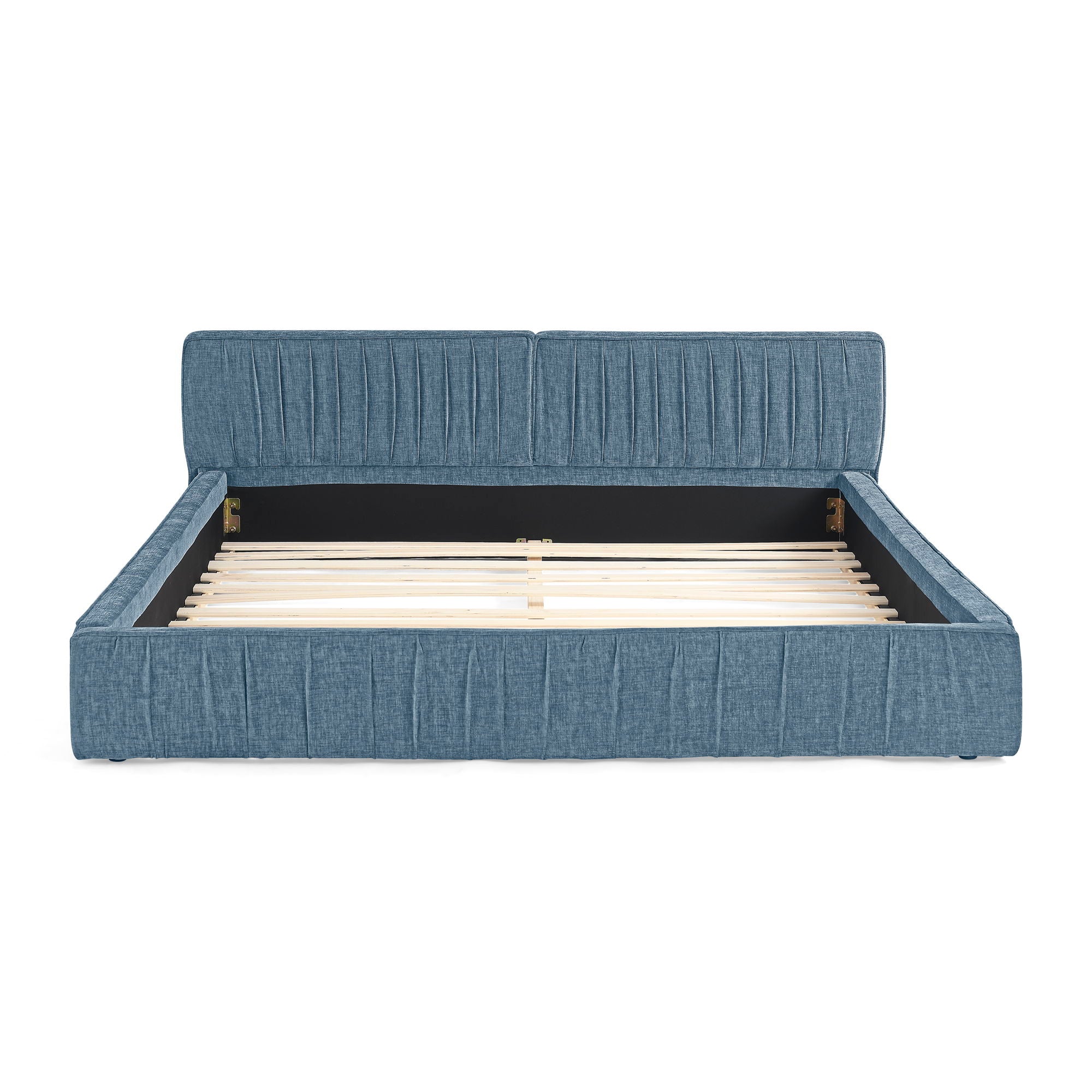 Modern Upholstered Platform Bed Frame With Pleated Design