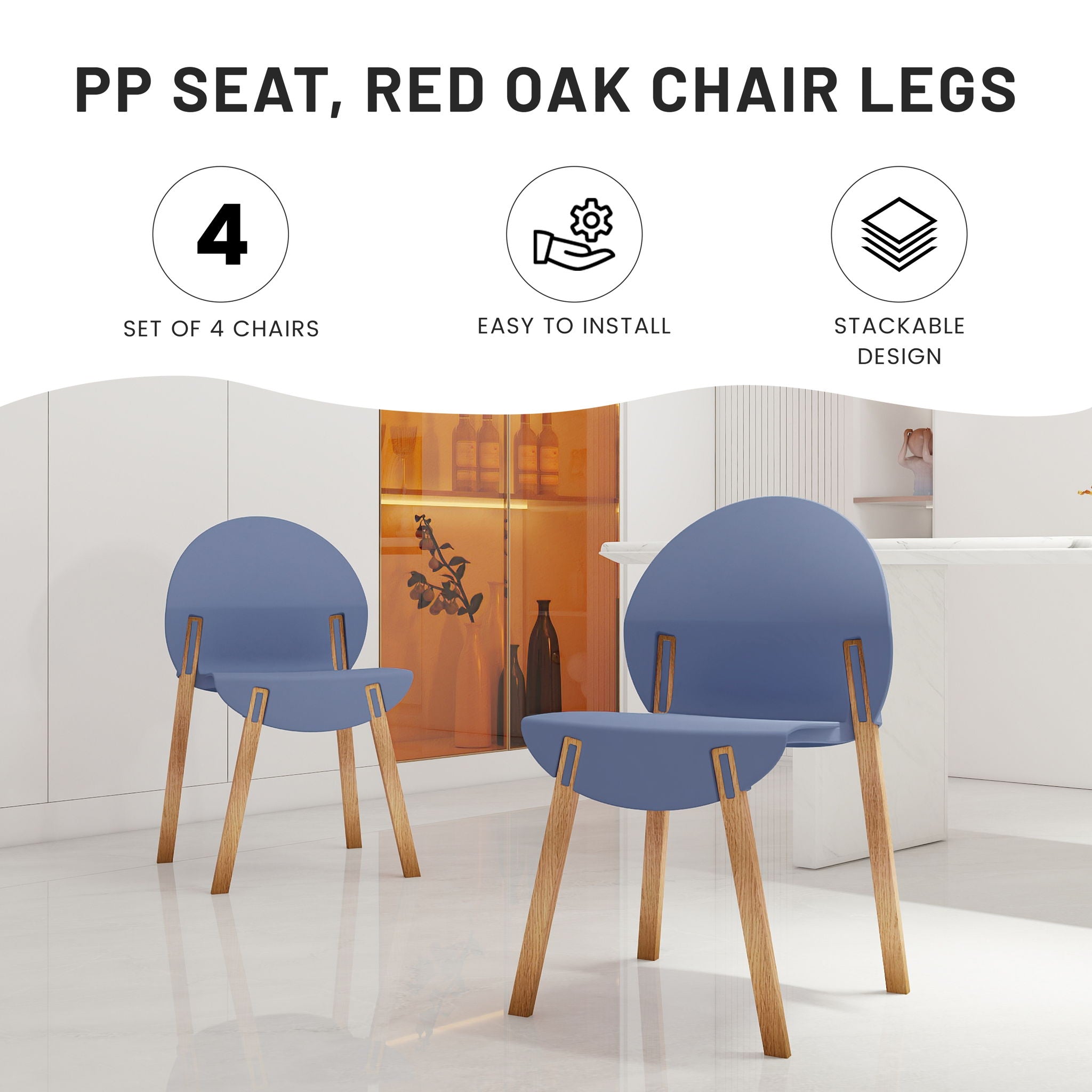 4 Piece Set Of Single Chairs With Long Table