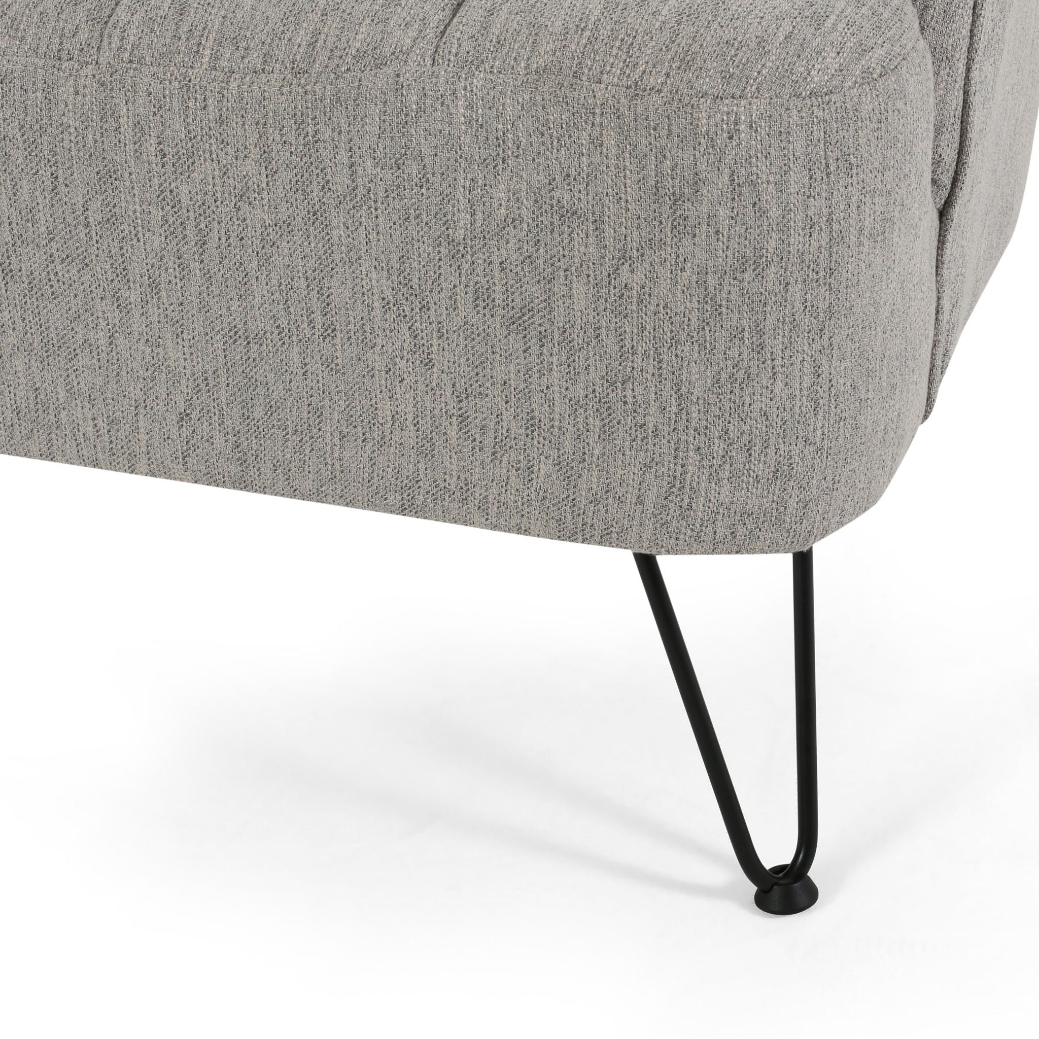 Modern Loveseat With Channel Stitching And Iron Legs - Light Gray