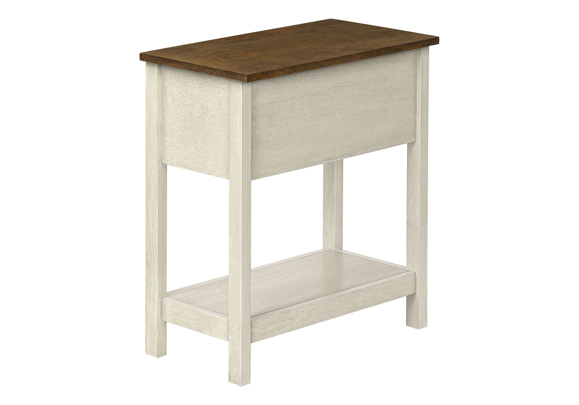 Accent End Table, 2 Tier, Narrow, Lamp, Storage Drawer, Charming Design