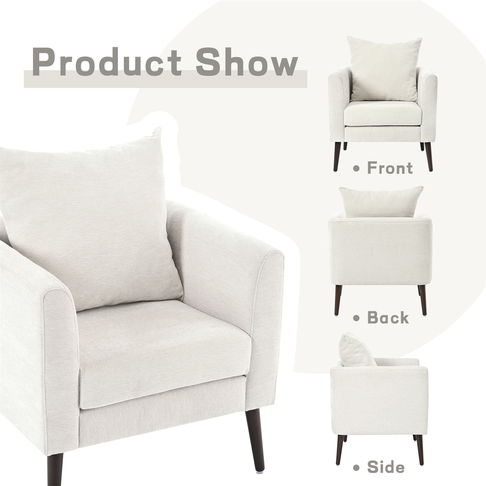 Modern Accent Upholstered Armchair With Pillow