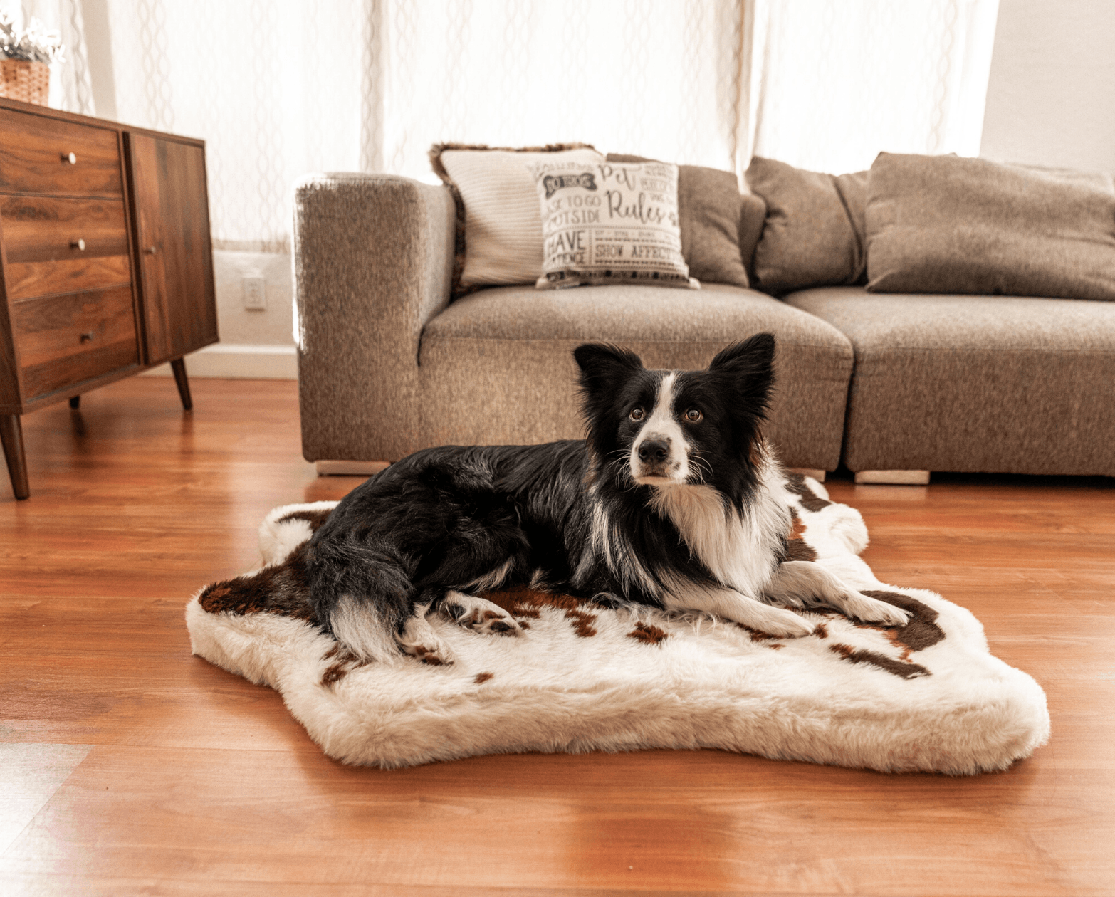 PupRug® Animal Print Memory Foam Dog Bed - Brown Faux Cowhide