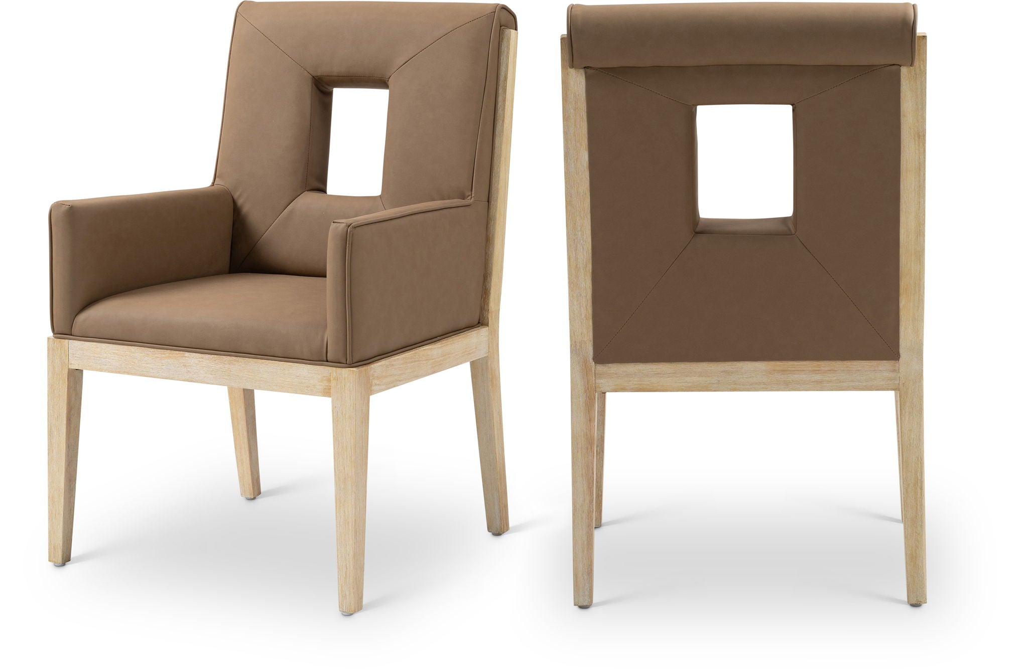 Gwendolyn - Faux Leather Dining Arm Chair With Natural Frame