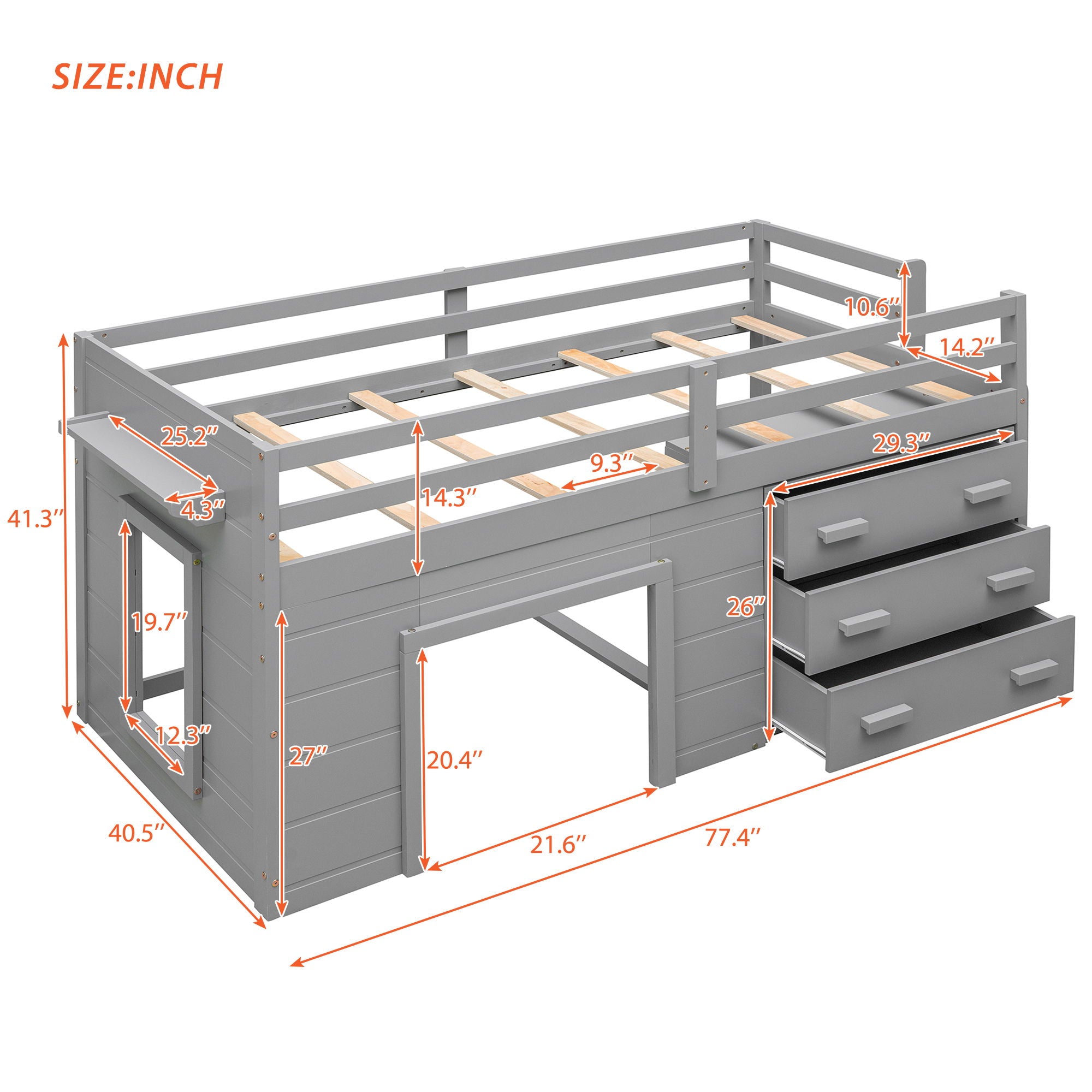 Loft Bed With Cabinet And Shelf