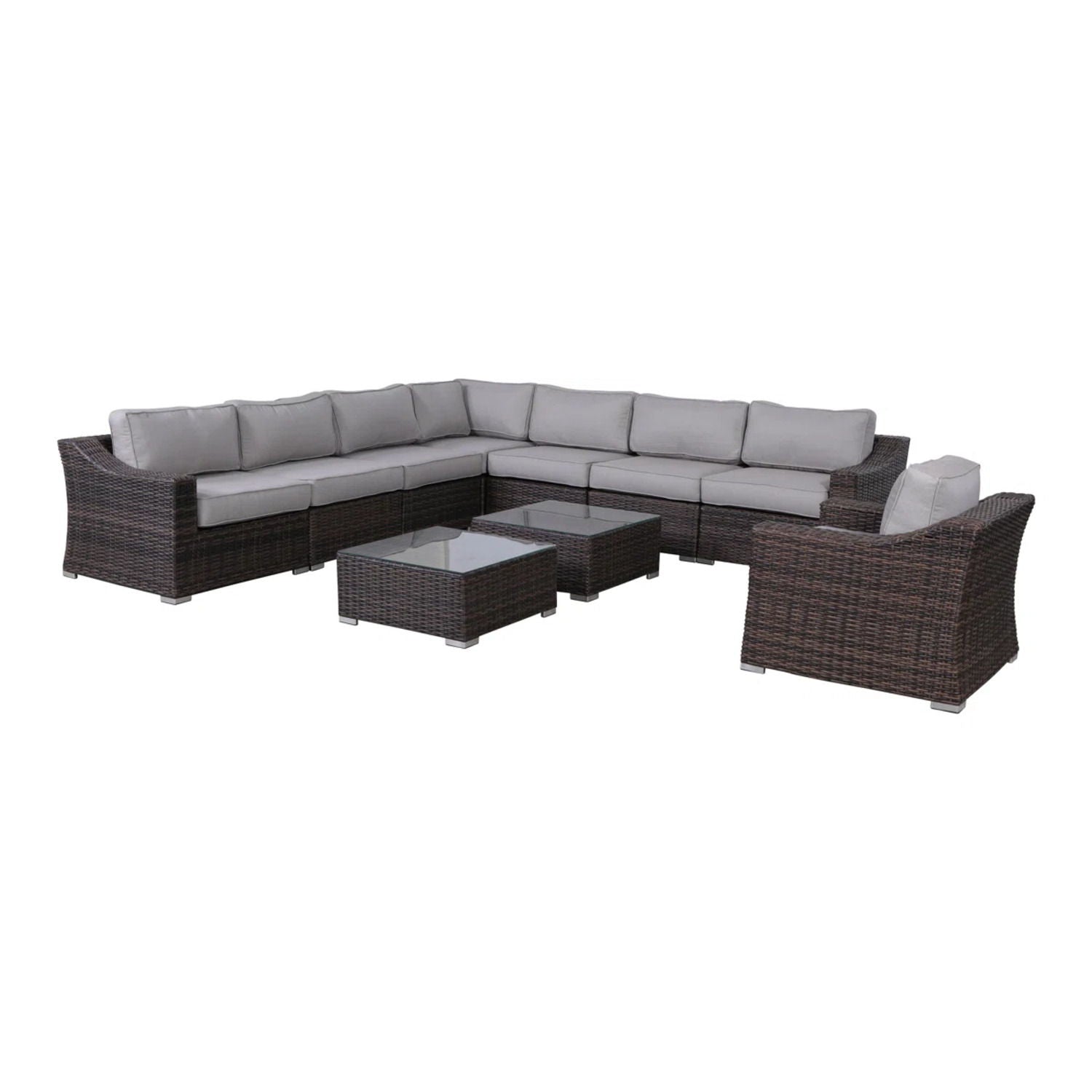 Outdoor Wicker Conversation Set With Cushions, All Weather