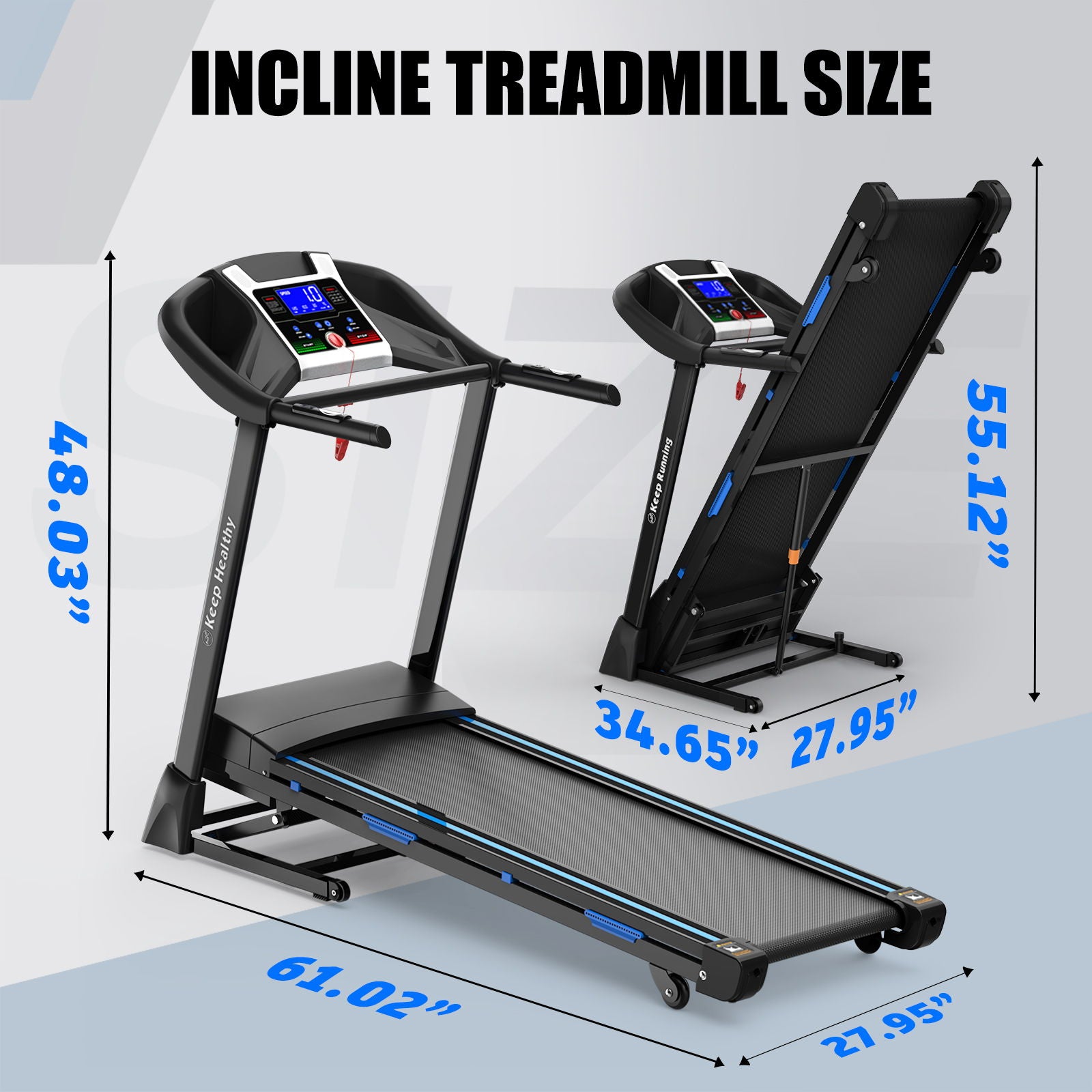Treadmills For Home, Electric Treadmill With Automatic Incline, Foldable 3.5Hp Workout Running Machine Walking, Double Running Board Shock Absorption Pulse Sensor Bluetooth Speaker App Fitshow - Black