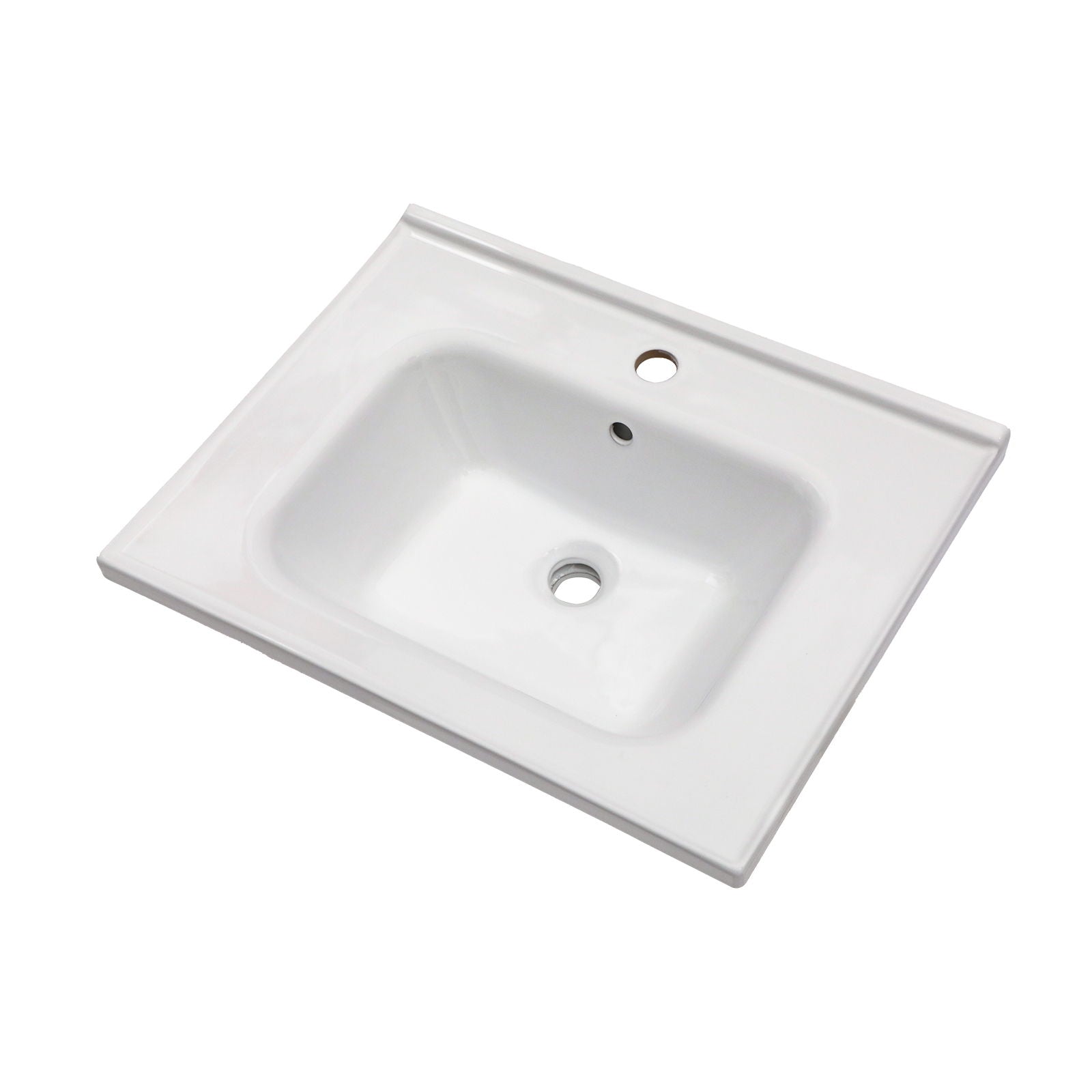Rectangular Single Vanity Top With 1 Faucet Hole And Overflow Ceramic