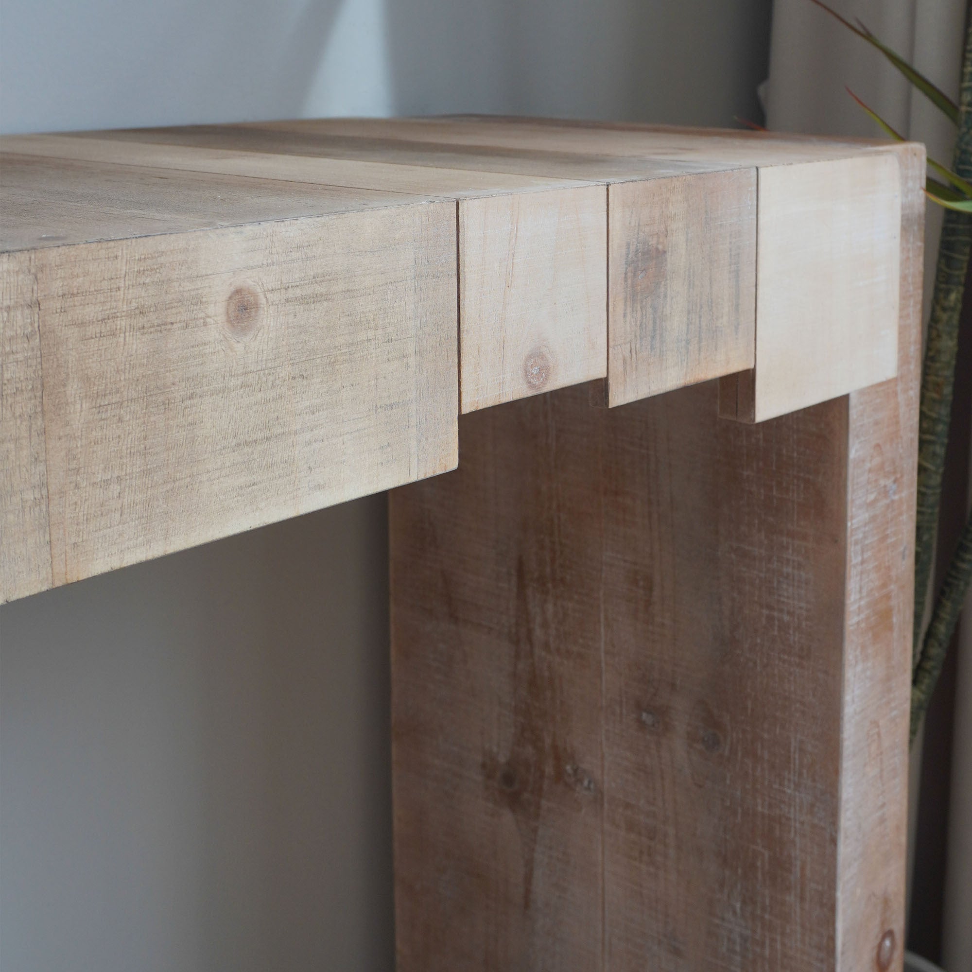Modern Rustic Console Table - 71' Entryway Table with Sculpted Block Design - Narrow Sofa Table for Hallway, Living Room, or Foyer