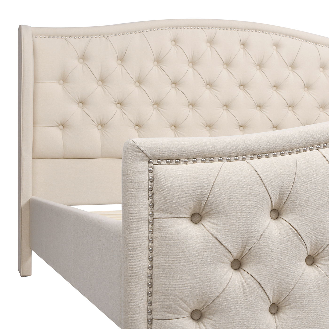 Fontana - Handcrafted Wingback Upholstered Platform Bed Frame