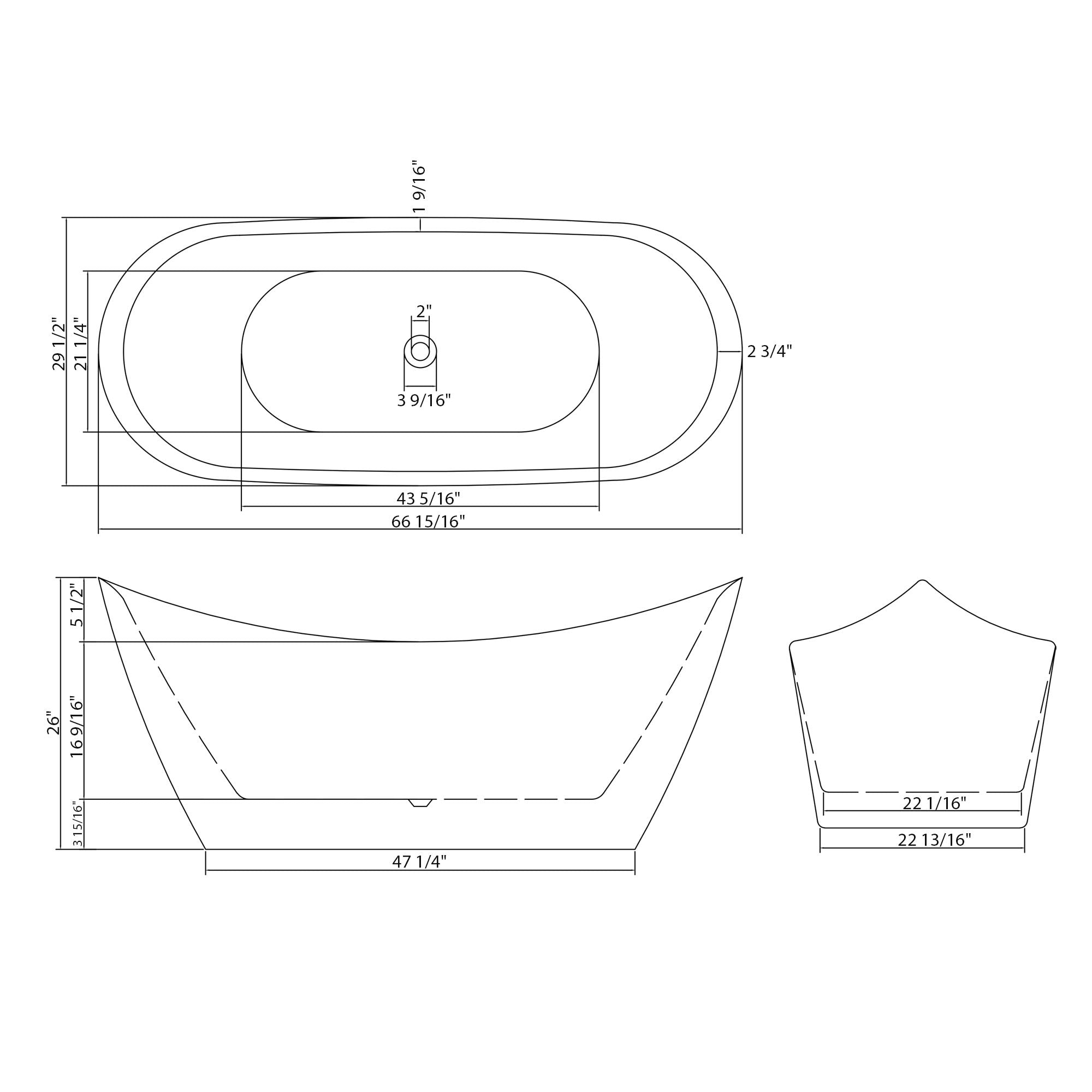 Glossy Freestanding Bathtub, Double Slipper Design, Deep Soaking Comfort