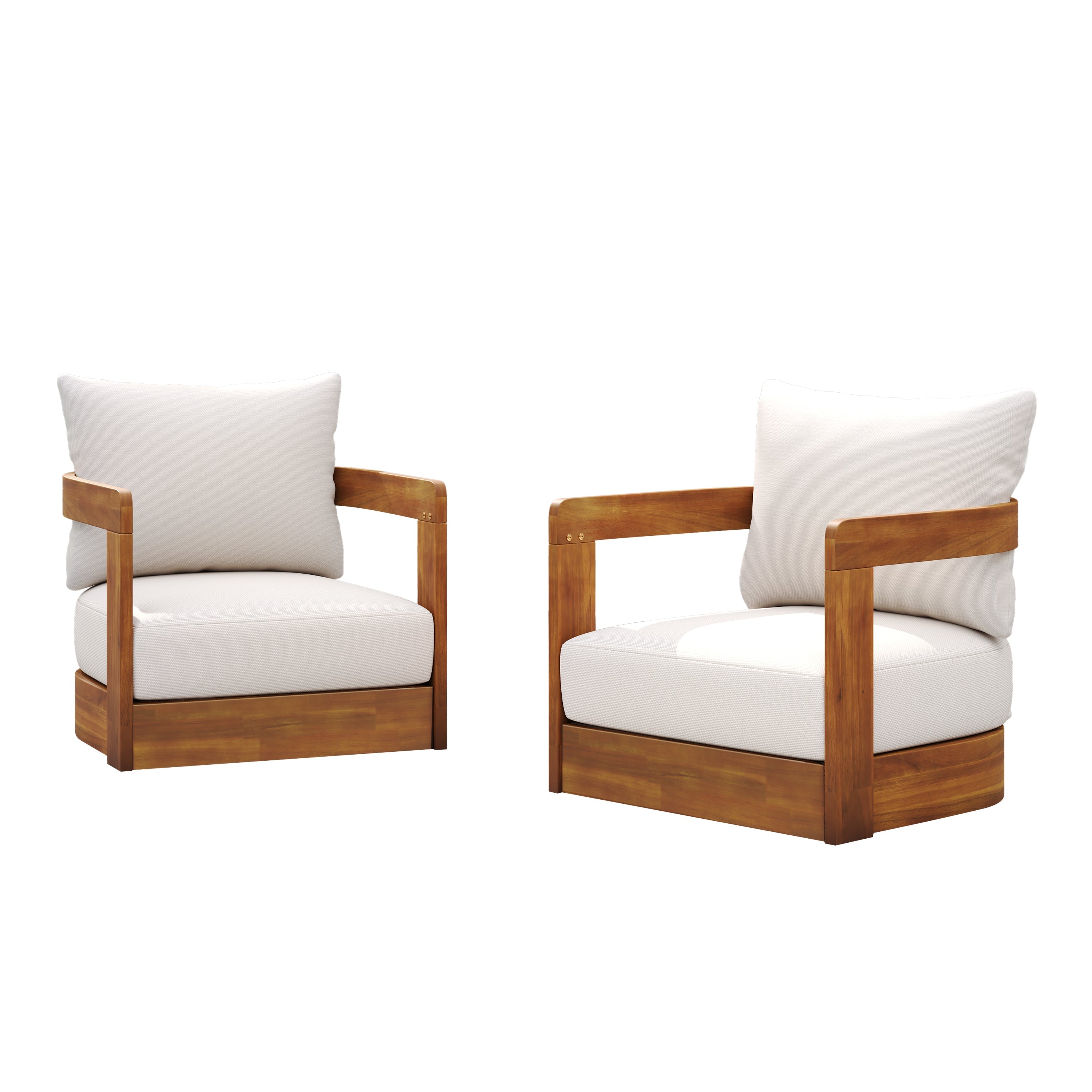 Set of 2 Premium Acacia Wood Outdoor Club Chairs