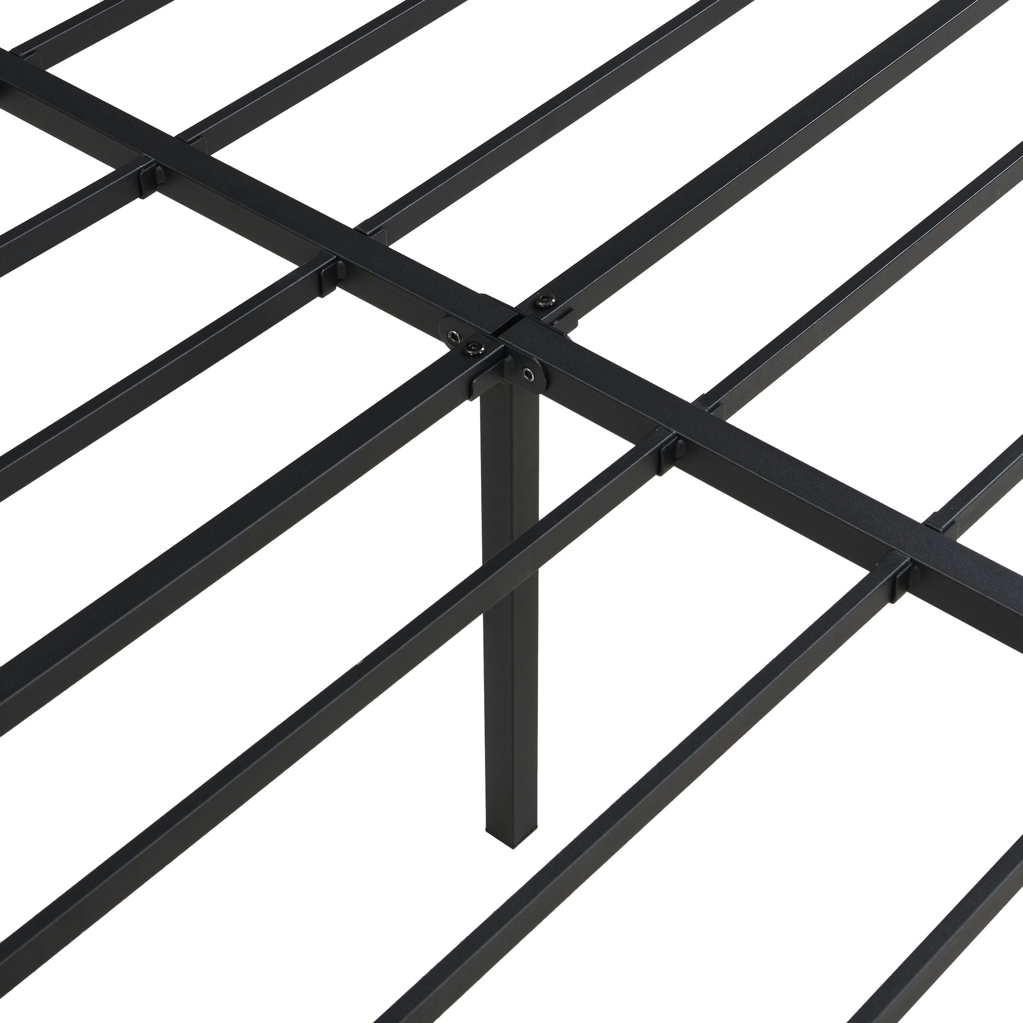 Heavy Duty Queen Size Bed Frame With Quiet Support - Black