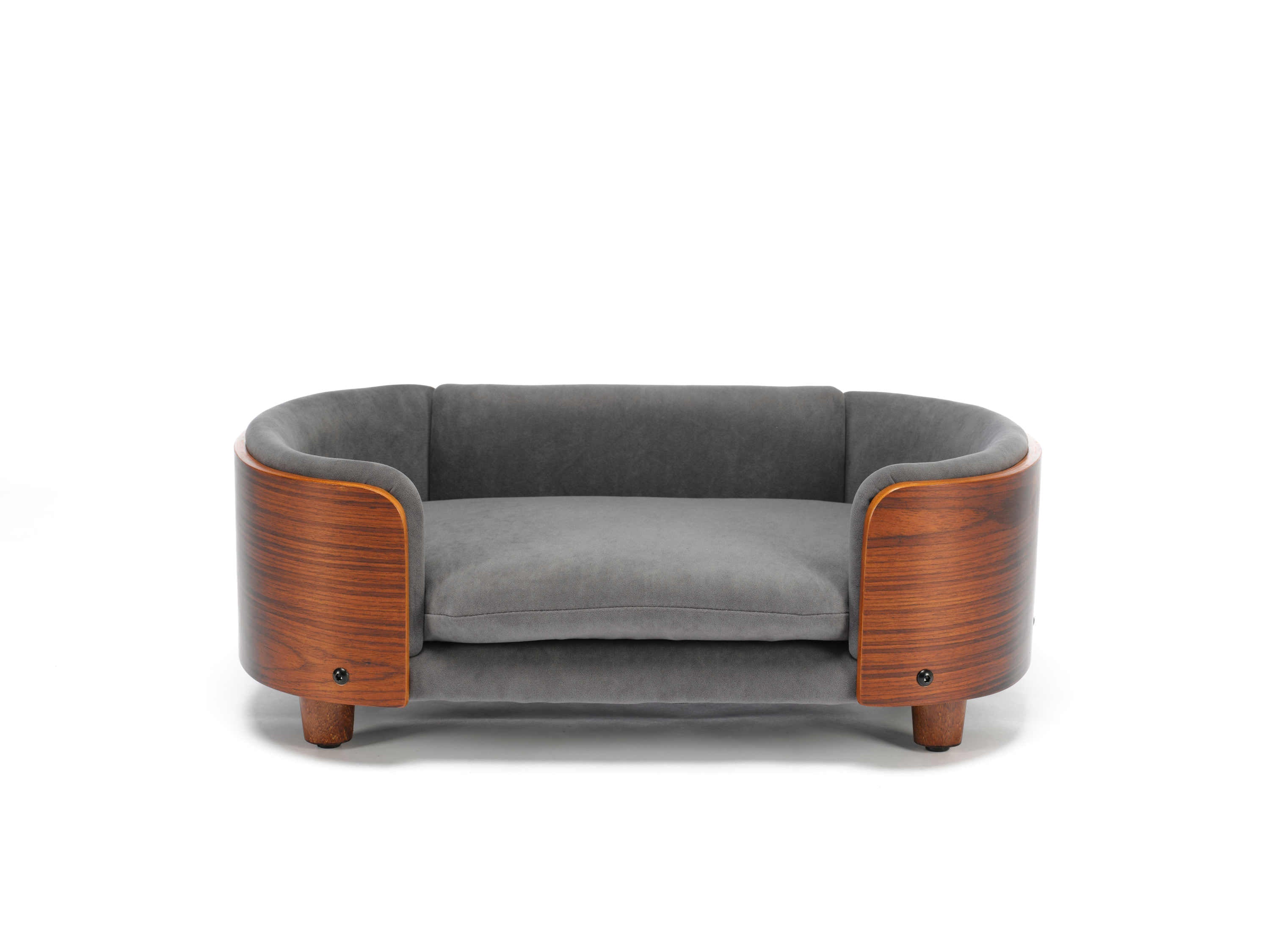 Scandinavian Style Elevated Dog Bed with Solid Walnut Wood Legs