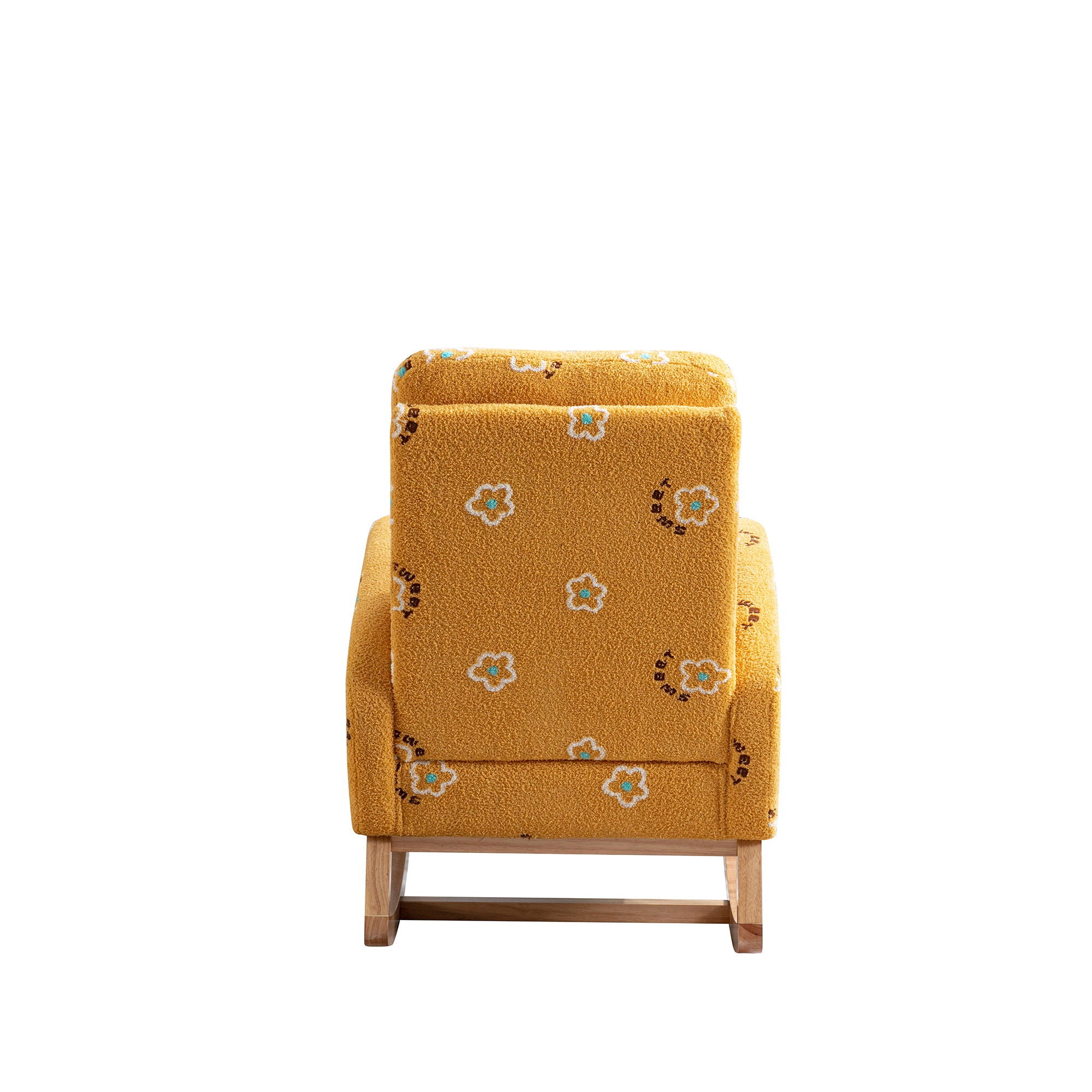 Modern Accent Rocker Armchair With Side Pocket, Upholstered High Back