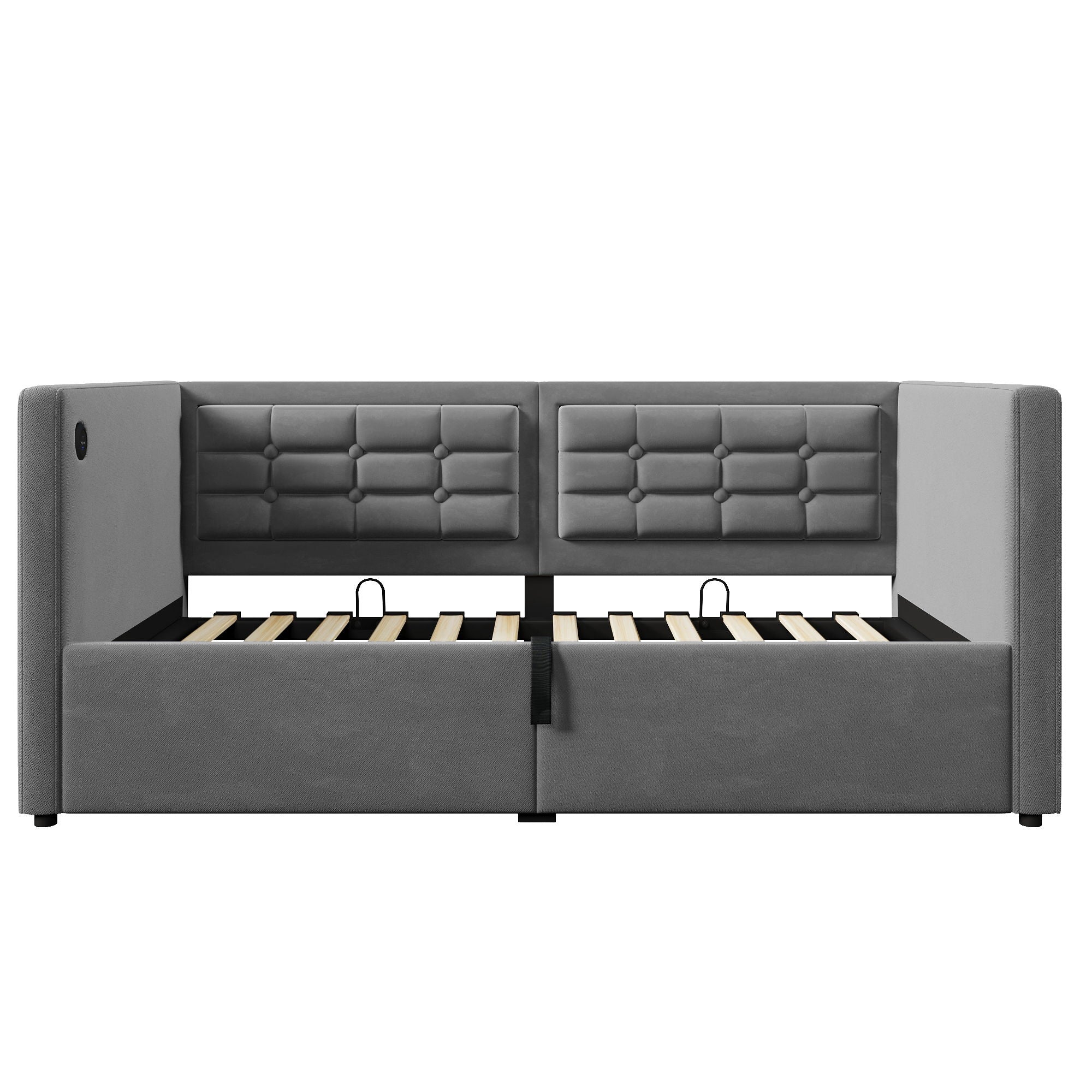Upholstered Hydraulic Storage Daybed With USB & Type C Charging