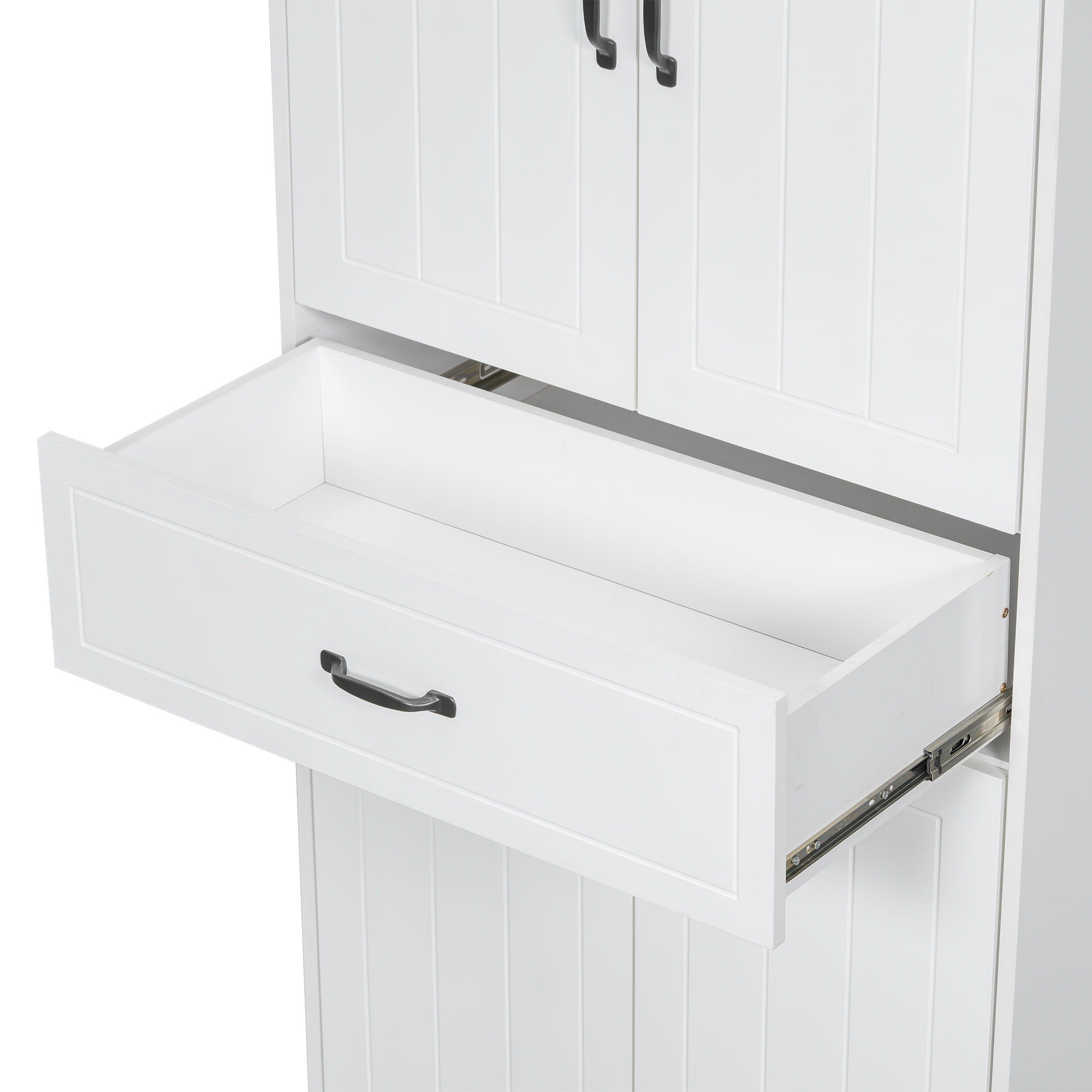 Modern Bathroom Storage Cabinet With Two Laundry Baskets, One Drawer, Adjustable Shelf