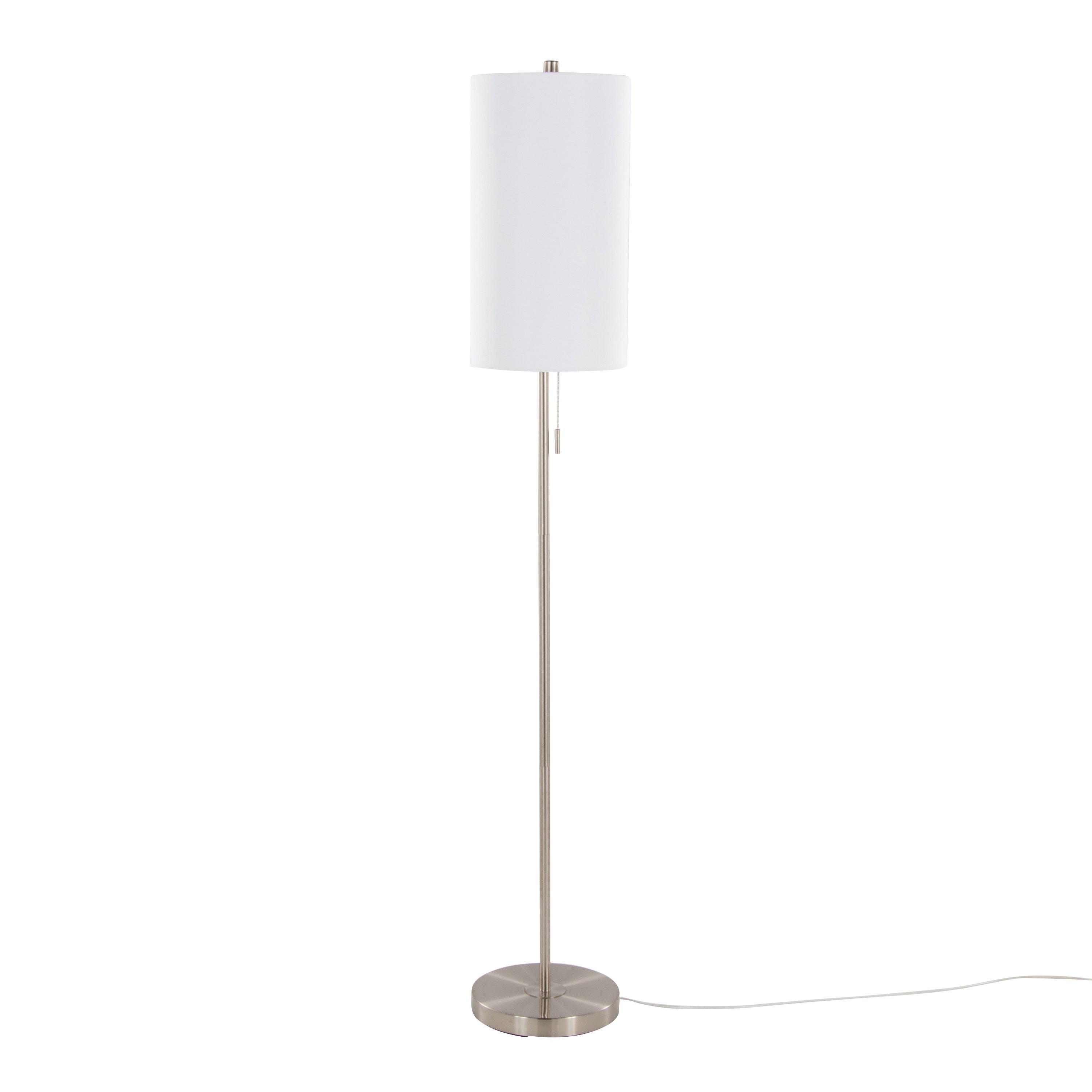 Bounty 62' Contemporary Metal Floor Lamp in Brushed Nickel with Linen Shade