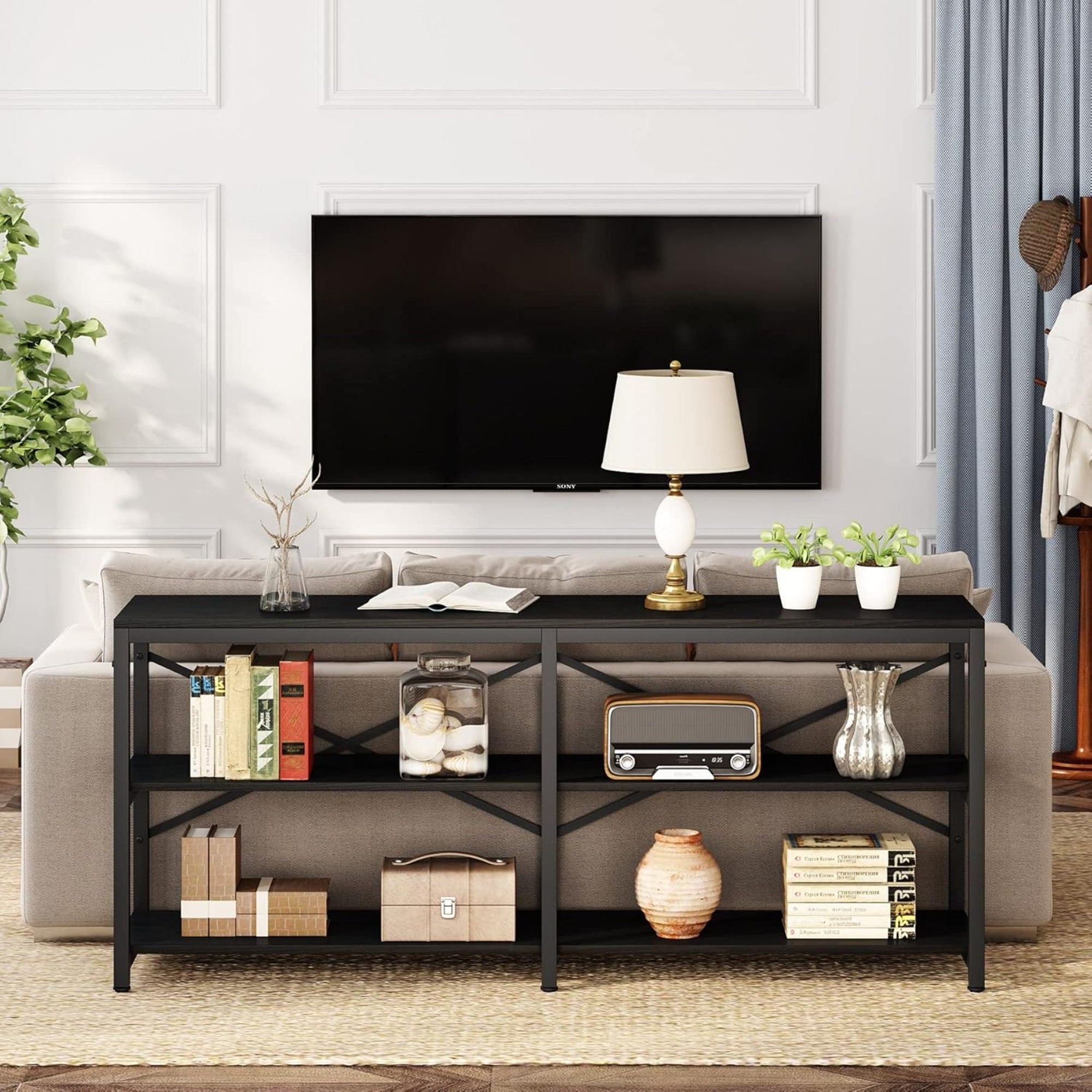 Console Table With X Back Design, Extra Long Storage