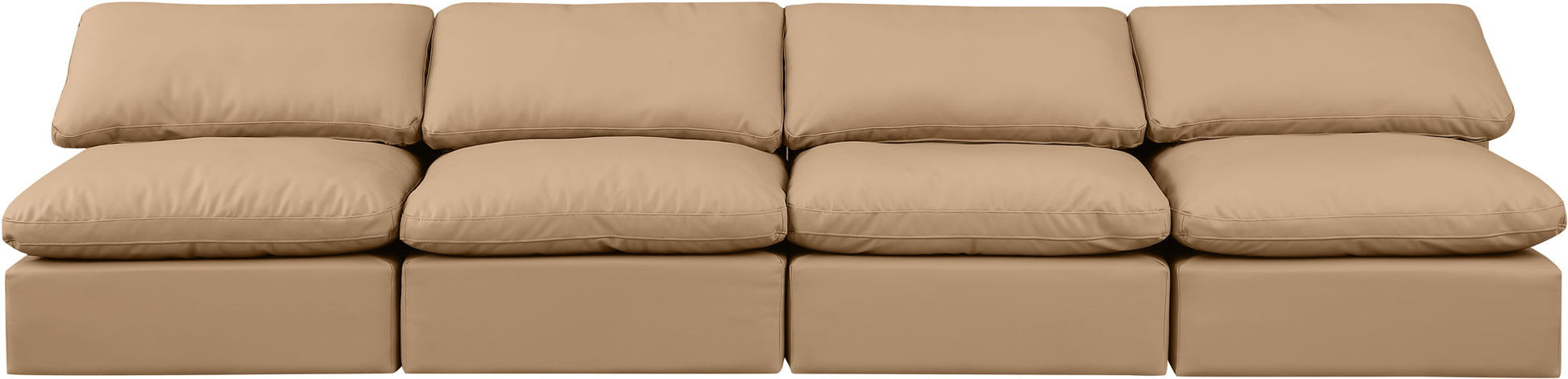 Indulge - Faux Leather 4 Piece Modular Armless Sofa - Tan - Best Buy Furniture