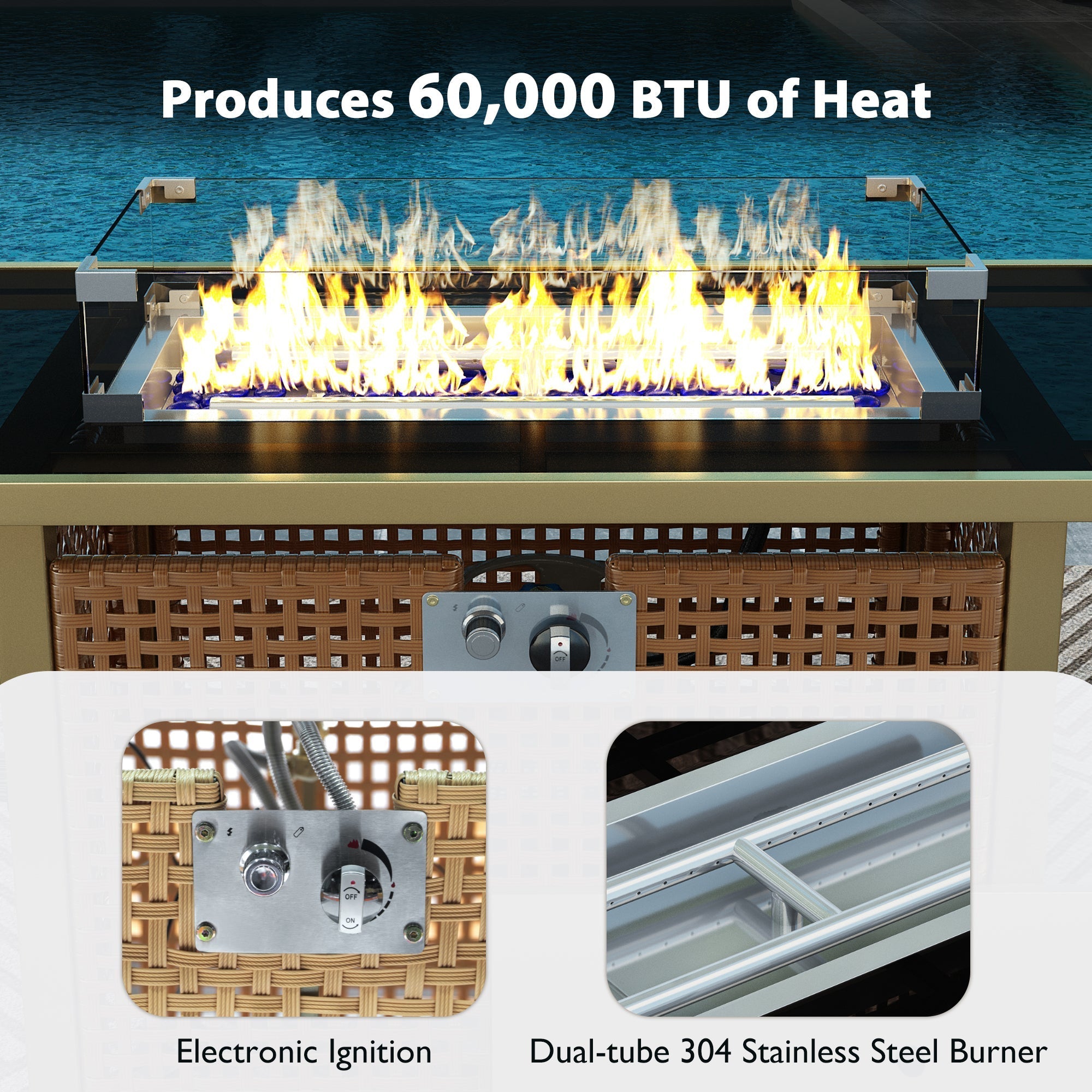 K&K 43' Propane Gas Fire Pit Table