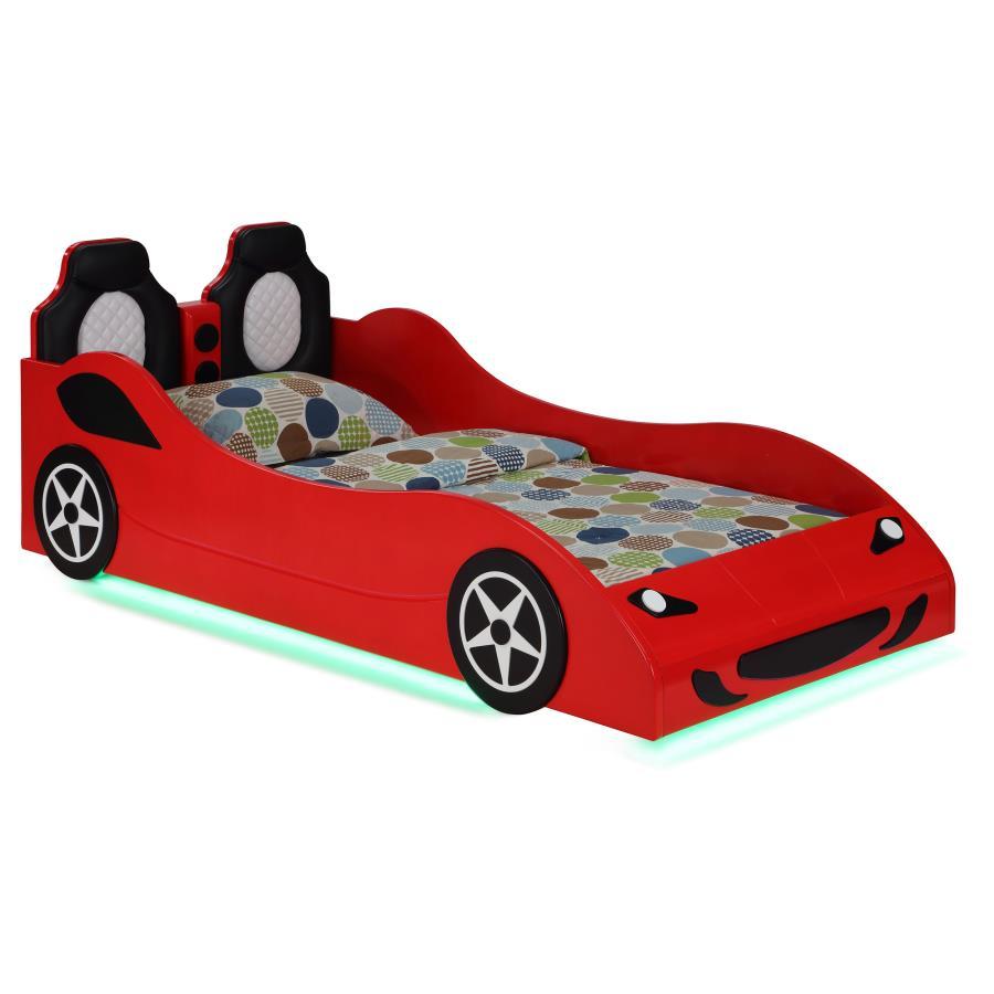 Cruiser - Wood LED Race Car Bed And 7" Mattress