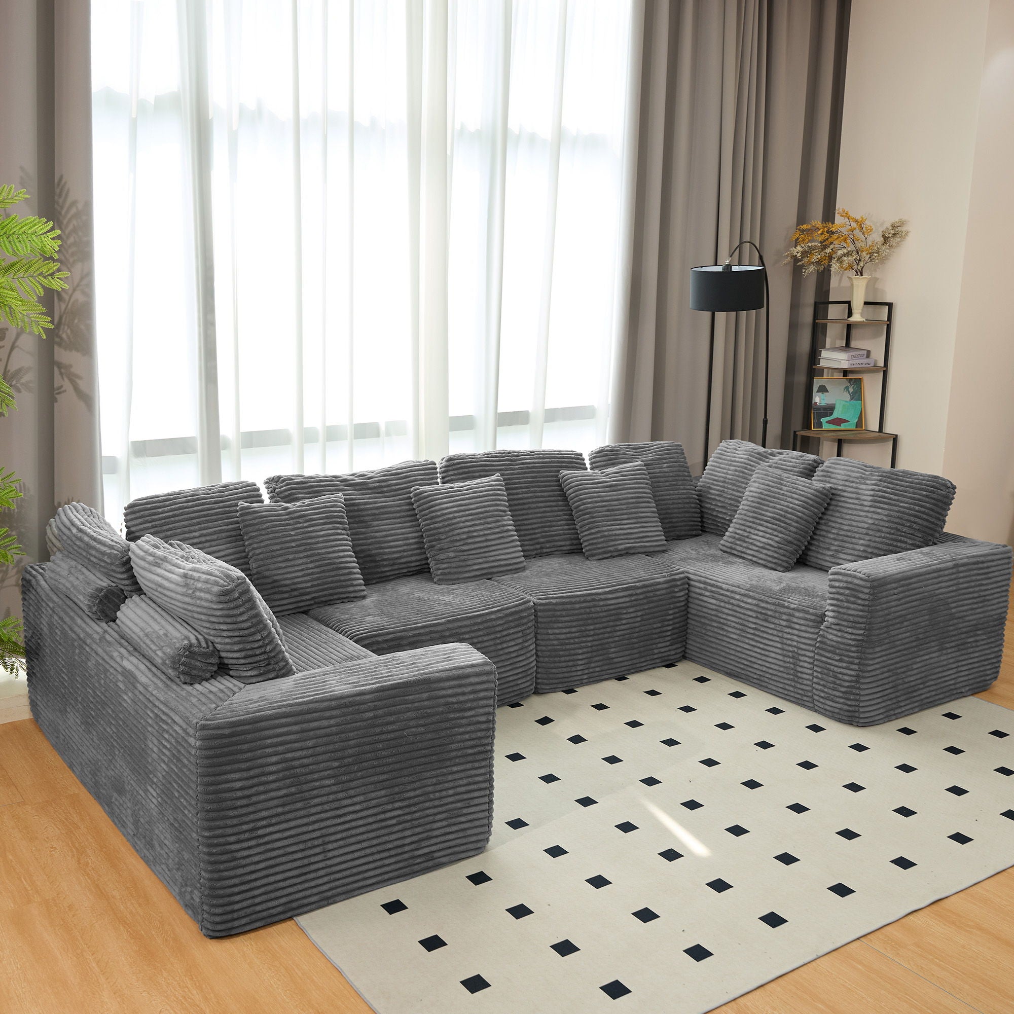 Modular U Shaped Sectional Sofa With Reversible Design