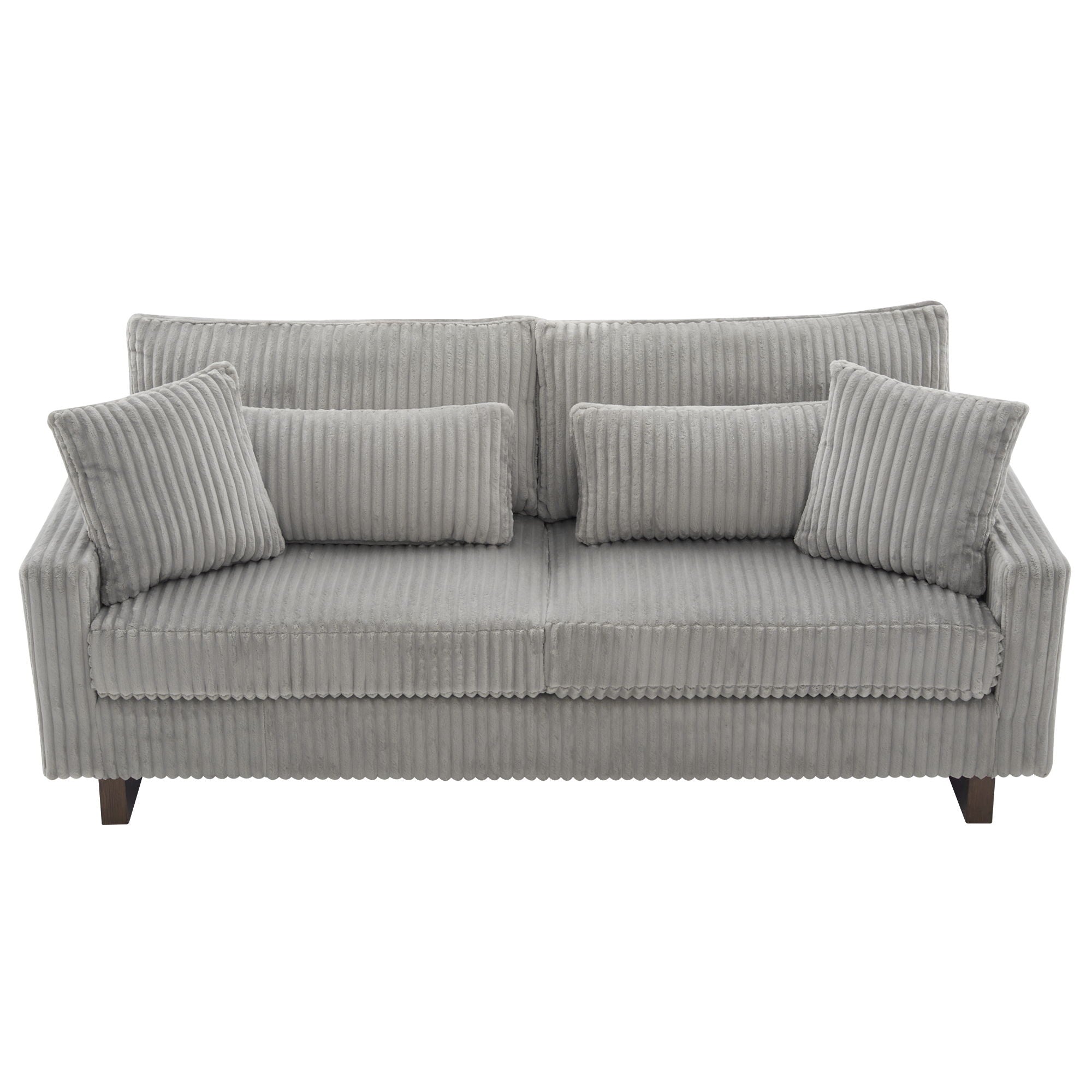 Modern Corduroy Loveseat Sofa With 4 Pillows
